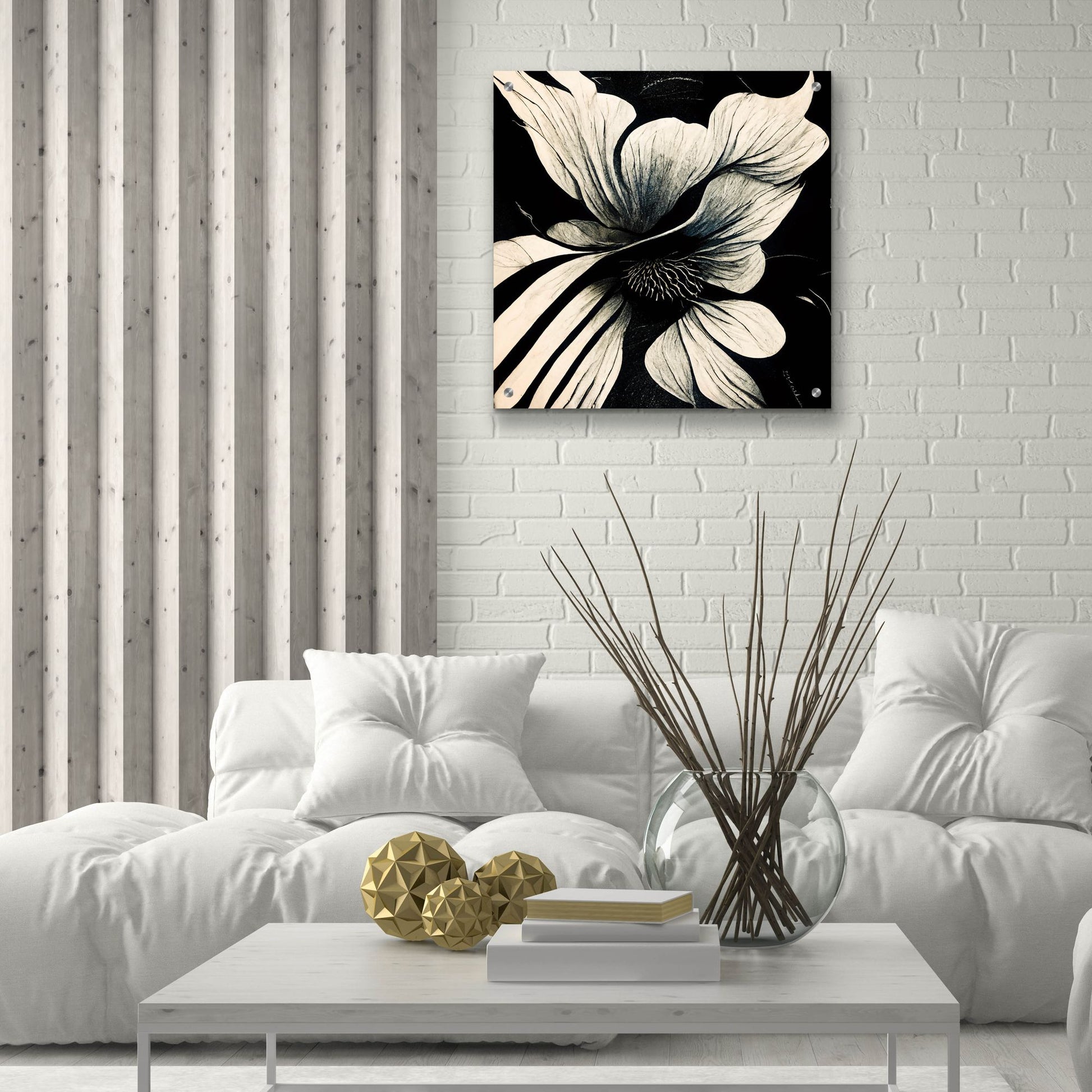 Epic Art 'Flowers Black White 28' by Ray Heere, Acrylic Glass Wall Art,24x24