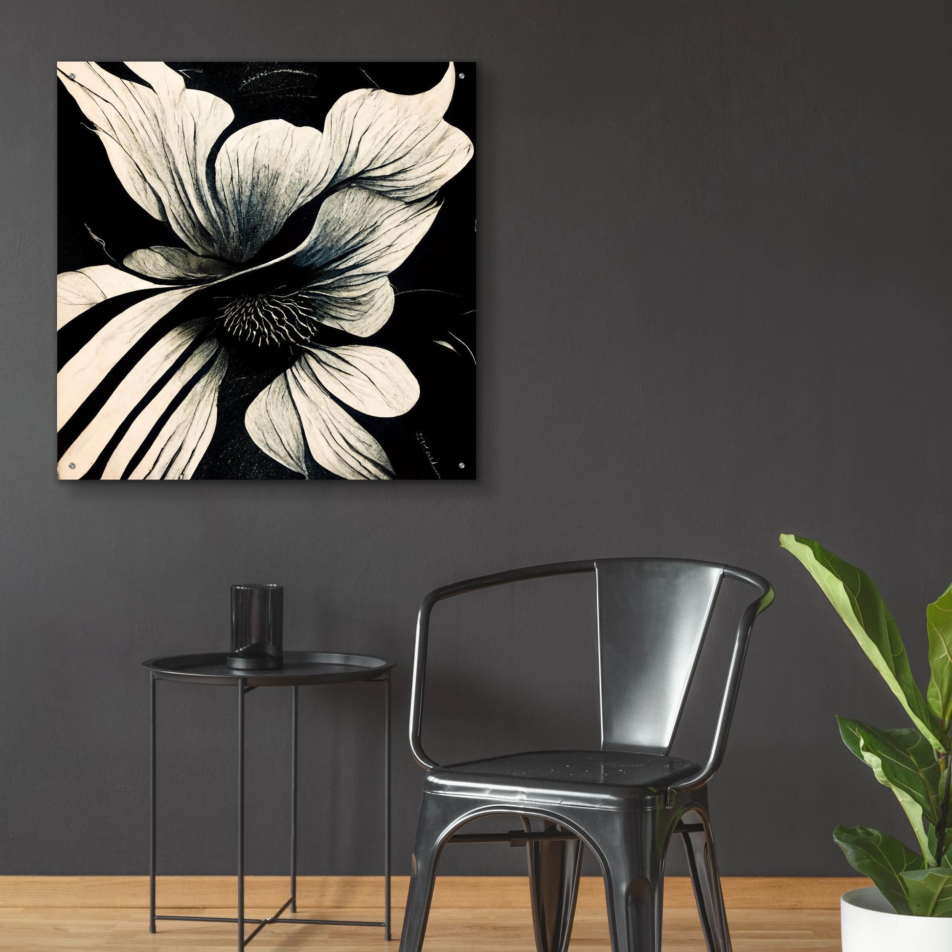 Epic Art 'Flowers Black White 28' by Ray Heere, Acrylic Glass Wall Art,36x36