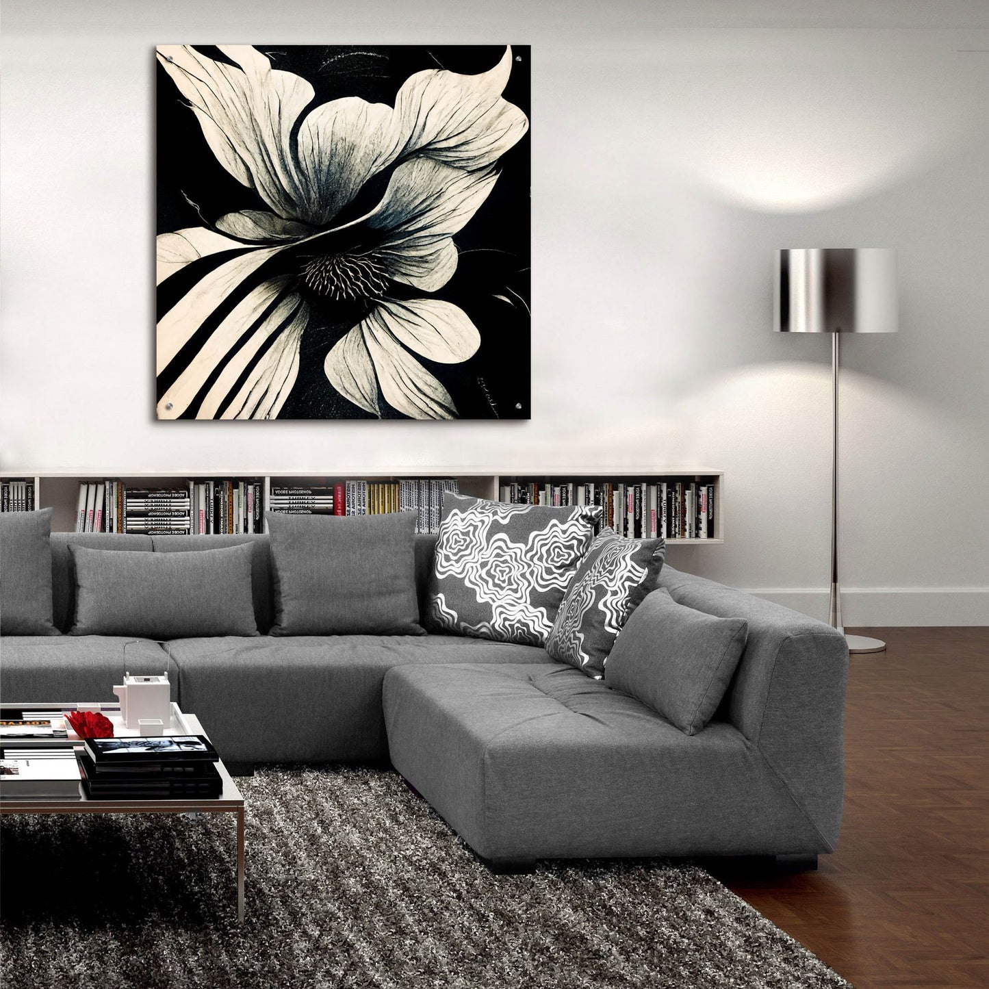 Epic Art 'Flowers Black White 28' by Ray Heere, Acrylic Glass Wall Art,36x36