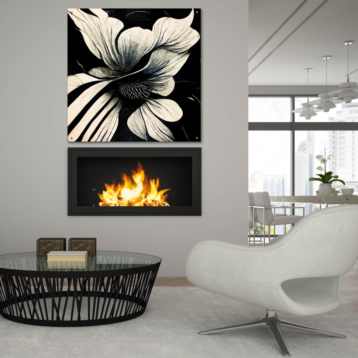 Epic Art 'Flowers Black White 28' by Ray Heere, Acrylic Glass Wall Art,36x36