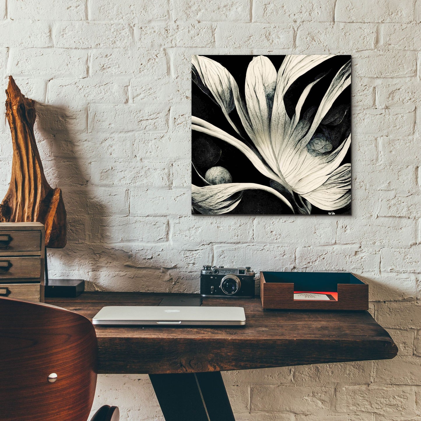 Epic Art 'Flowers Black White 29' by Ray Heere, Acrylic Glass Wall Art,12x12