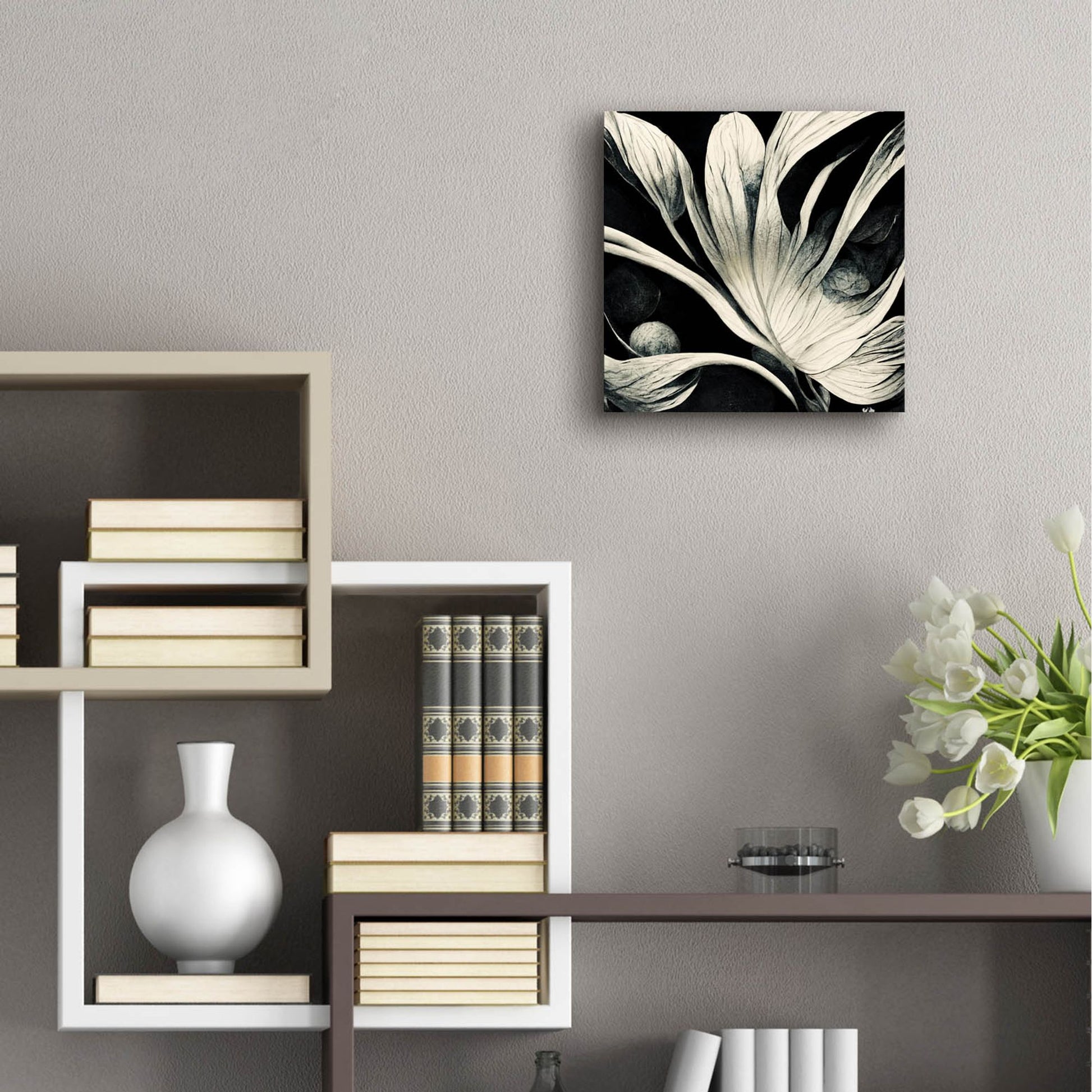 Epic Art 'Flowers Black White 29' by Ray Heere, Acrylic Glass Wall Art,12x12