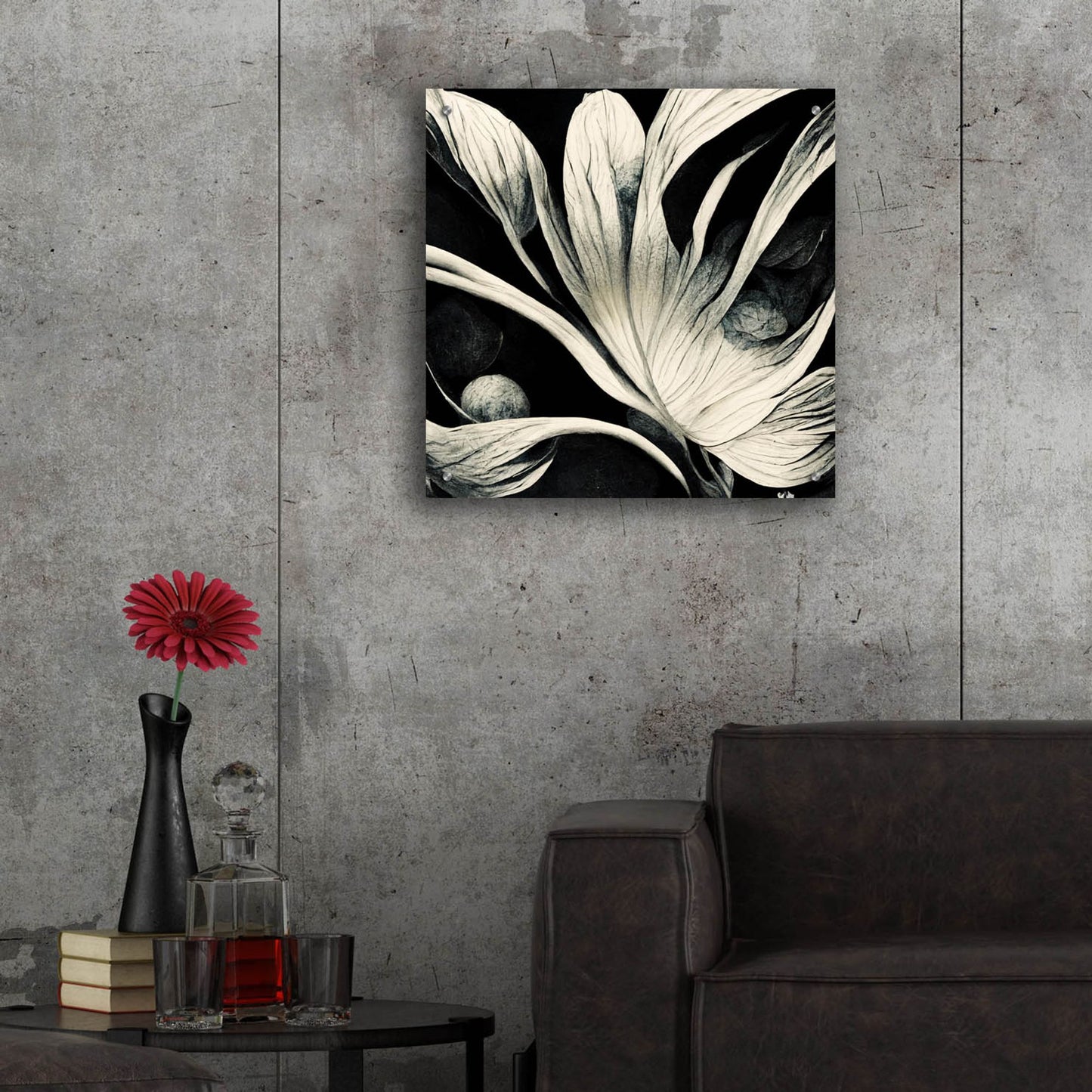 Epic Art 'Flowers Black White 29' by Ray Heere, Acrylic Glass Wall Art,24x24