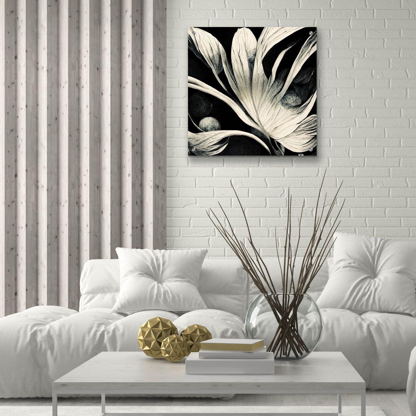 Epic Art 'Flowers Black White 29' by Ray Heere, Acrylic Glass Wall Art,24x24