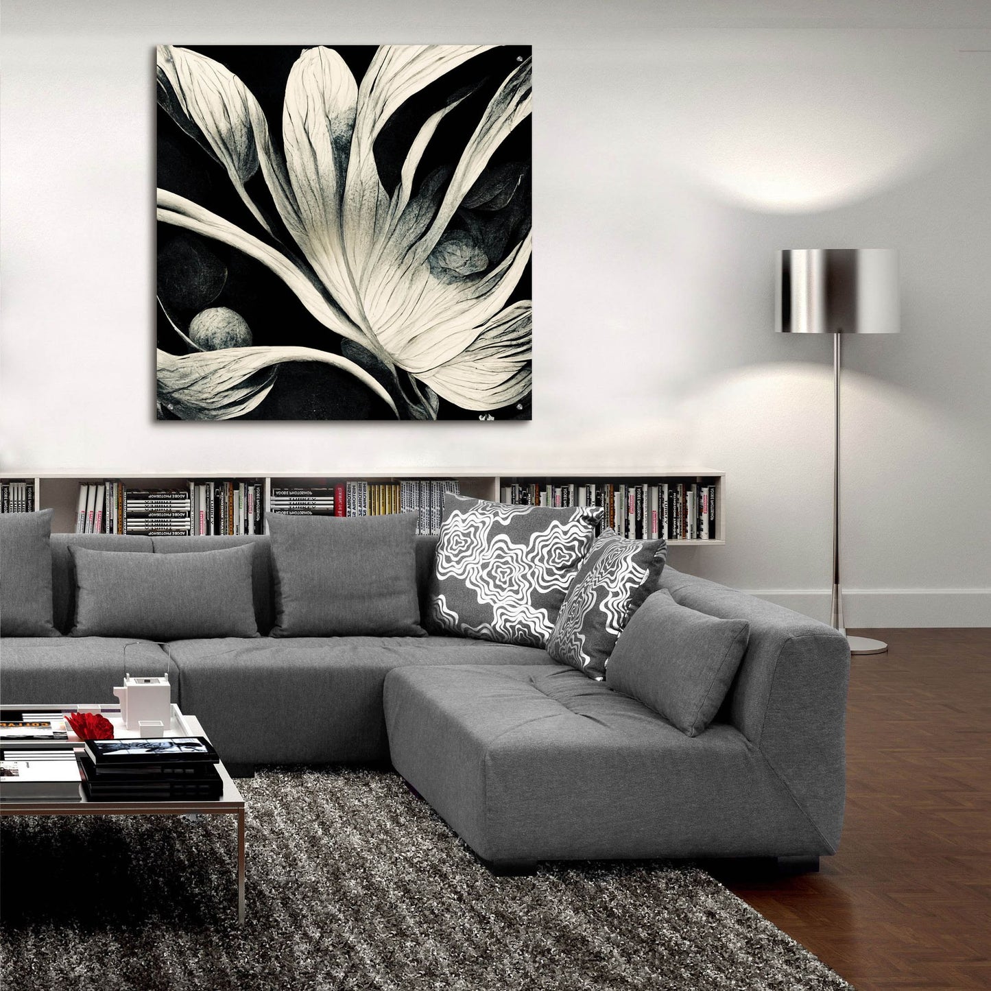 Epic Art 'Flowers Black White 29' by Ray Heere, Acrylic Glass Wall Art,36x36