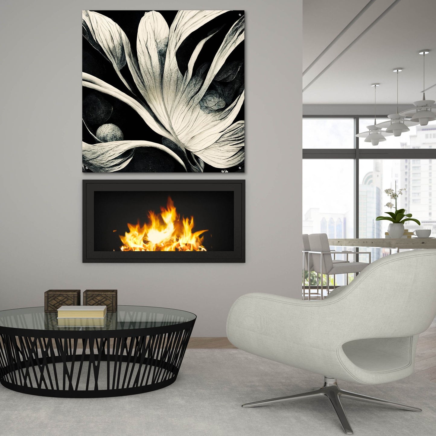 Epic Art 'Flowers Black White 29' by Ray Heere, Acrylic Glass Wall Art,36x36