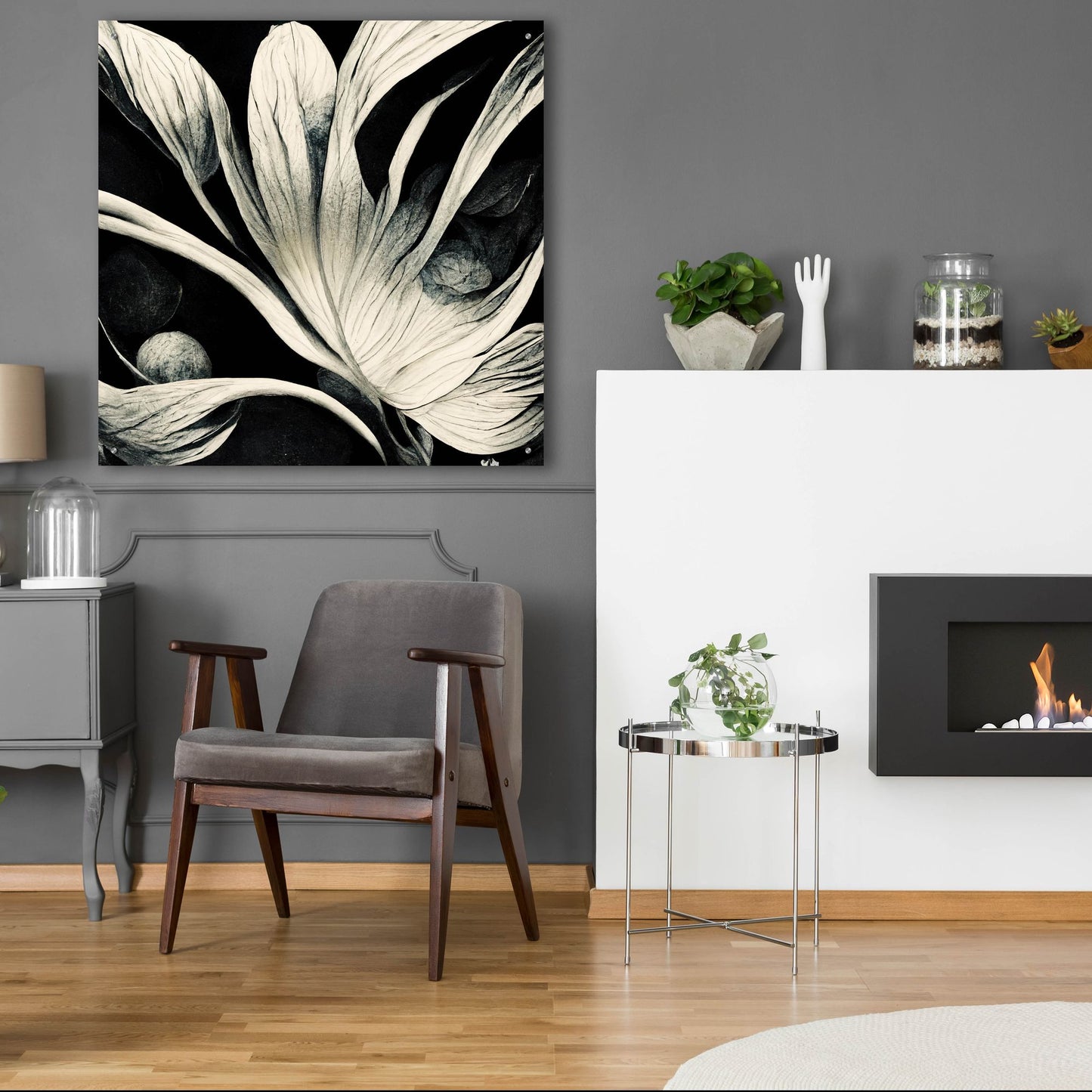 Epic Art 'Flowers Black White 29' by Ray Heere, Acrylic Glass Wall Art,36x36