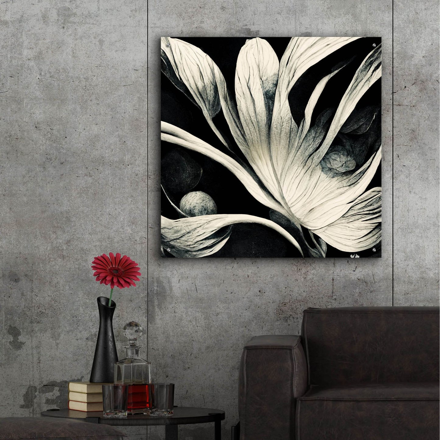 Epic Art 'Flowers Black White 29' by Ray Heere, Acrylic Glass Wall Art,36x36