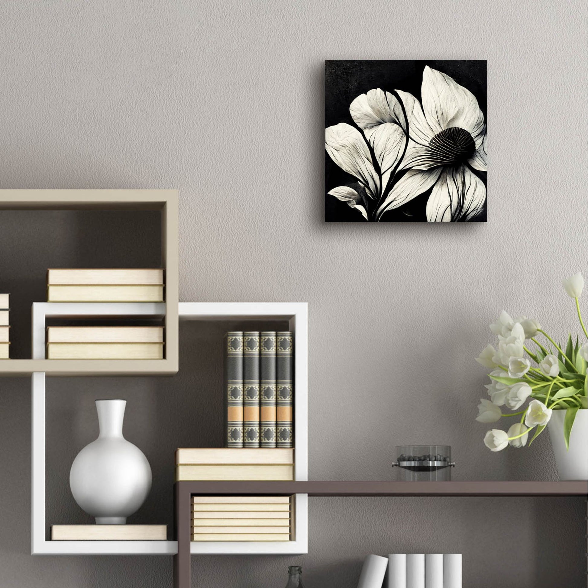 Epic Art 'Flowers Black White 30' by Ray Heere, Acrylic Glass Wall Art,12x12