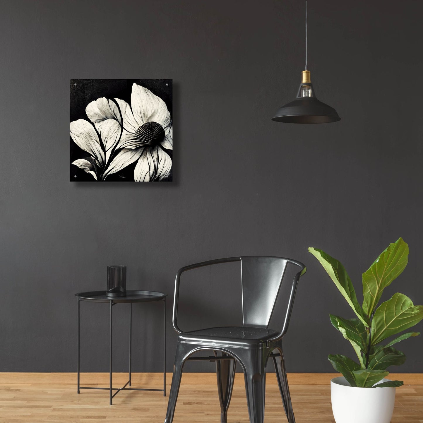 Epic Art 'Flowers Black White 30' by Ray Heere, Acrylic Glass Wall Art,24x24