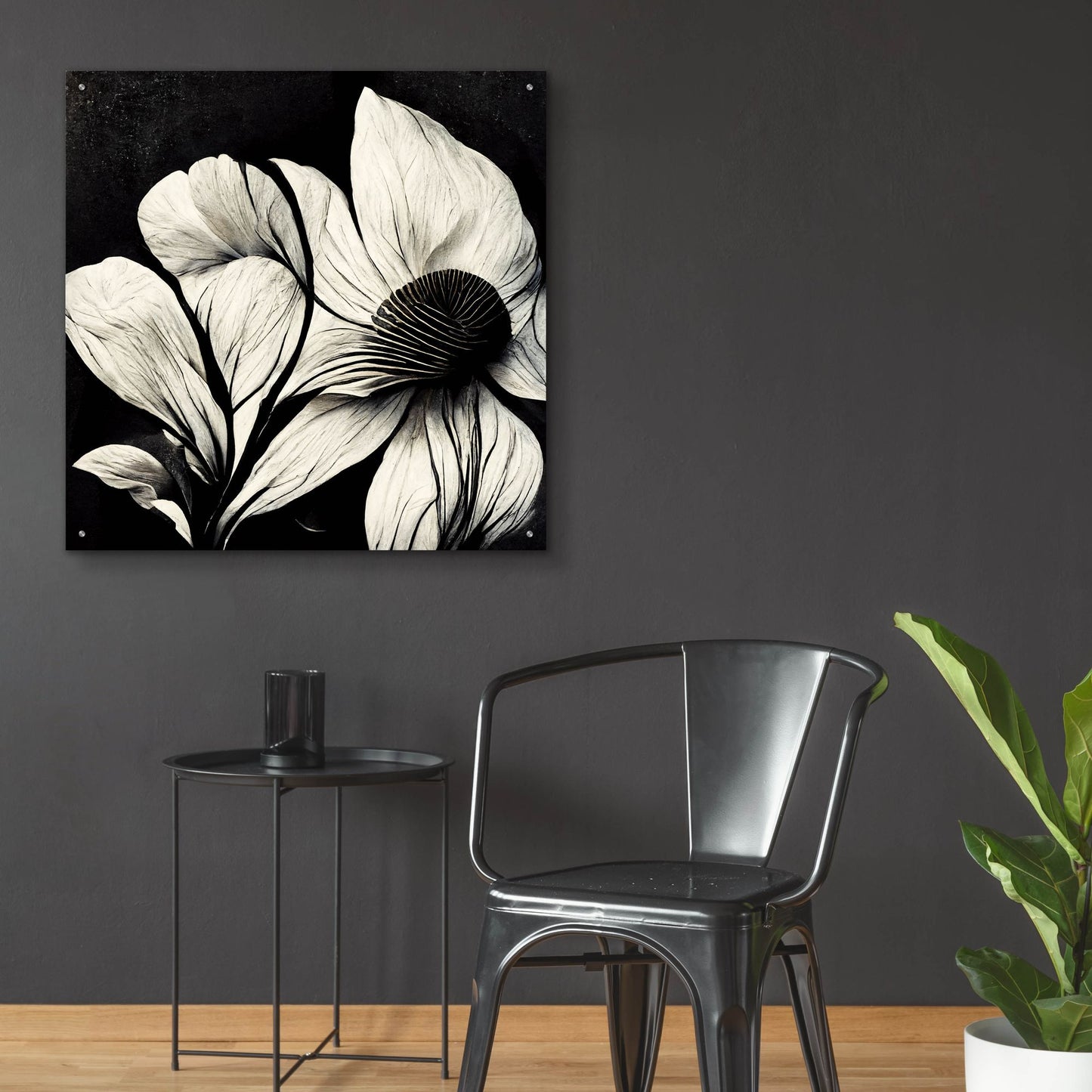 Epic Art 'Flowers Black White 30' by Ray Heere, Acrylic Glass Wall Art,36x36