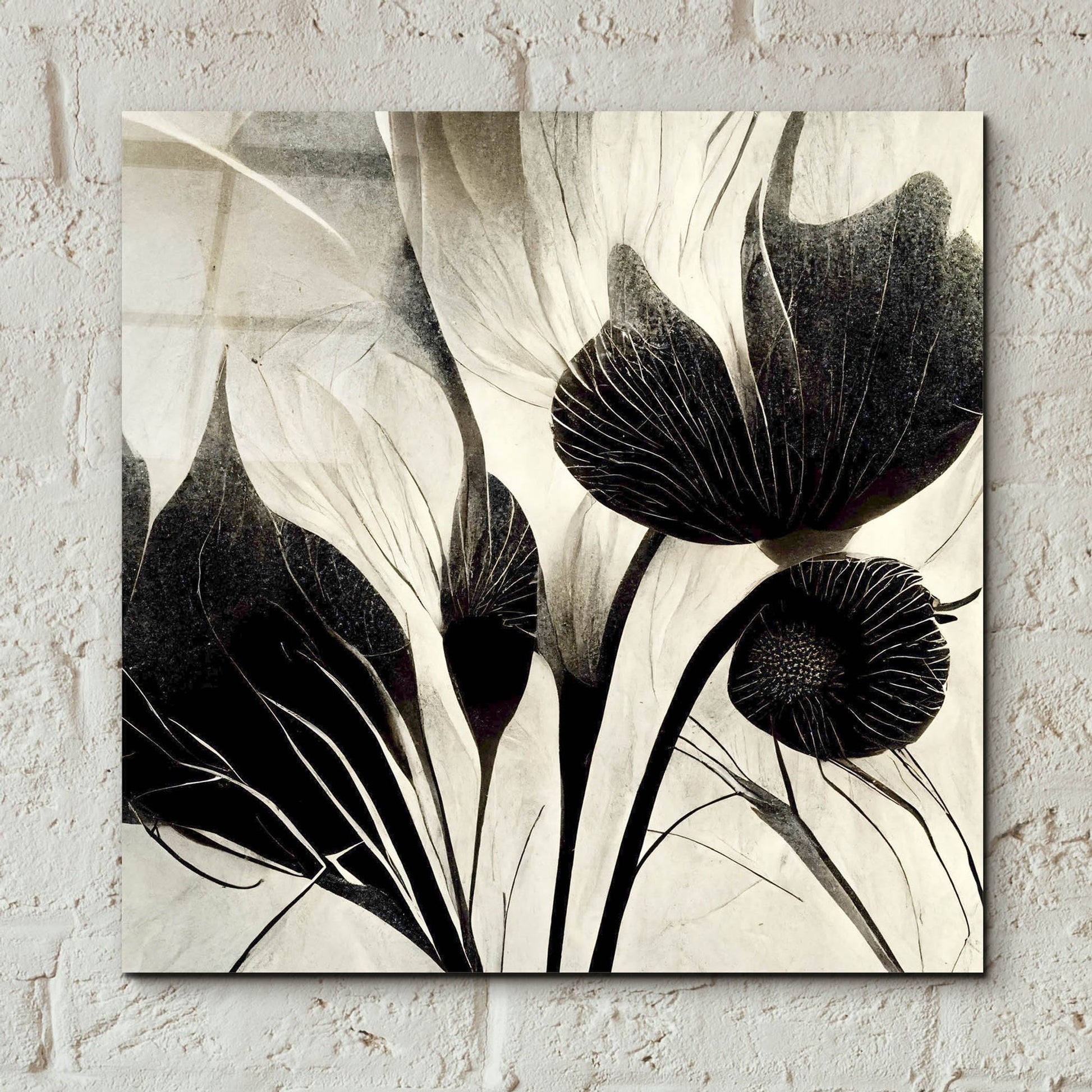 Epic Art 'Flowers Black White 31' by Ray Heere, Acrylic Glass Wall Art,12x12