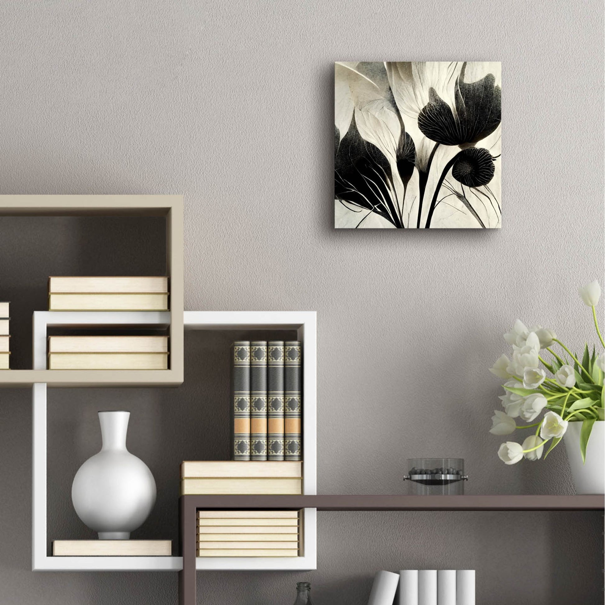 Epic Art 'Flowers Black White 31' by Ray Heere, Acrylic Glass Wall Art,12x12