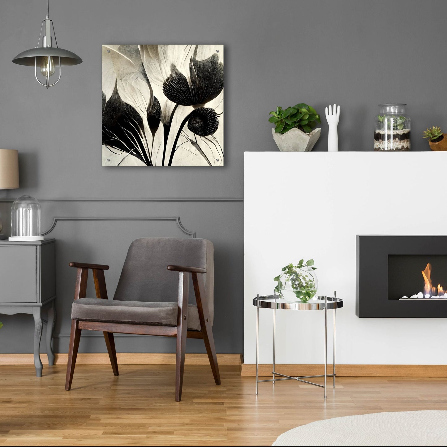 Epic Art 'Flowers Black White 31' by Ray Heere, Acrylic Glass Wall Art,24x24