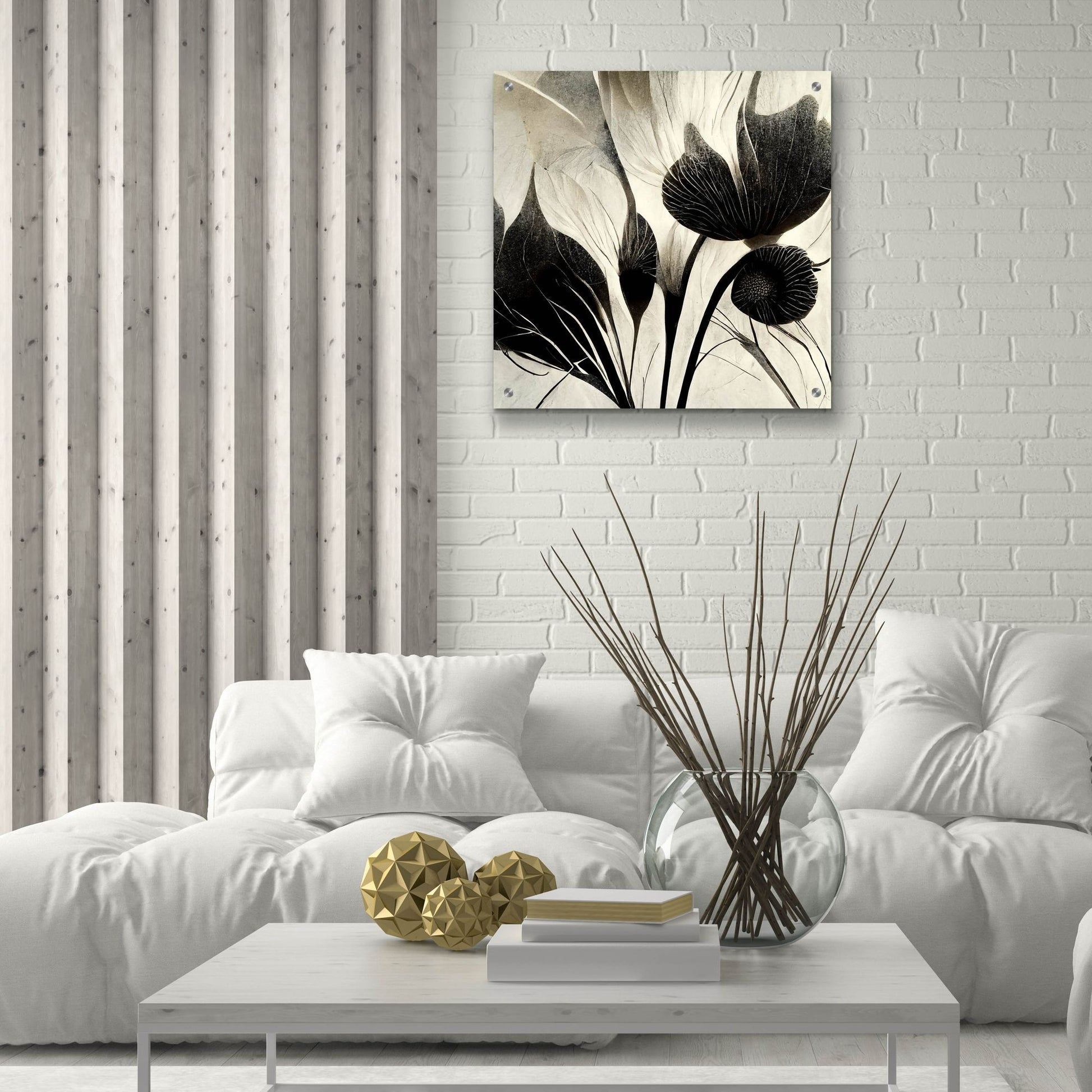 Epic Art 'Flowers Black White 31' by Ray Heere, Acrylic Glass Wall Art,24x24