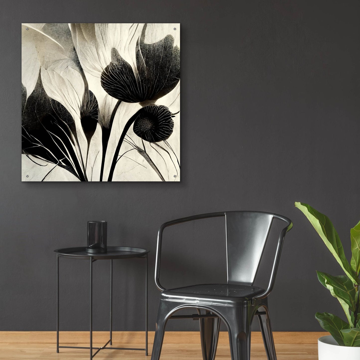 Epic Art 'Flowers Black White 31' by Ray Heere, Acrylic Glass Wall Art,36x36