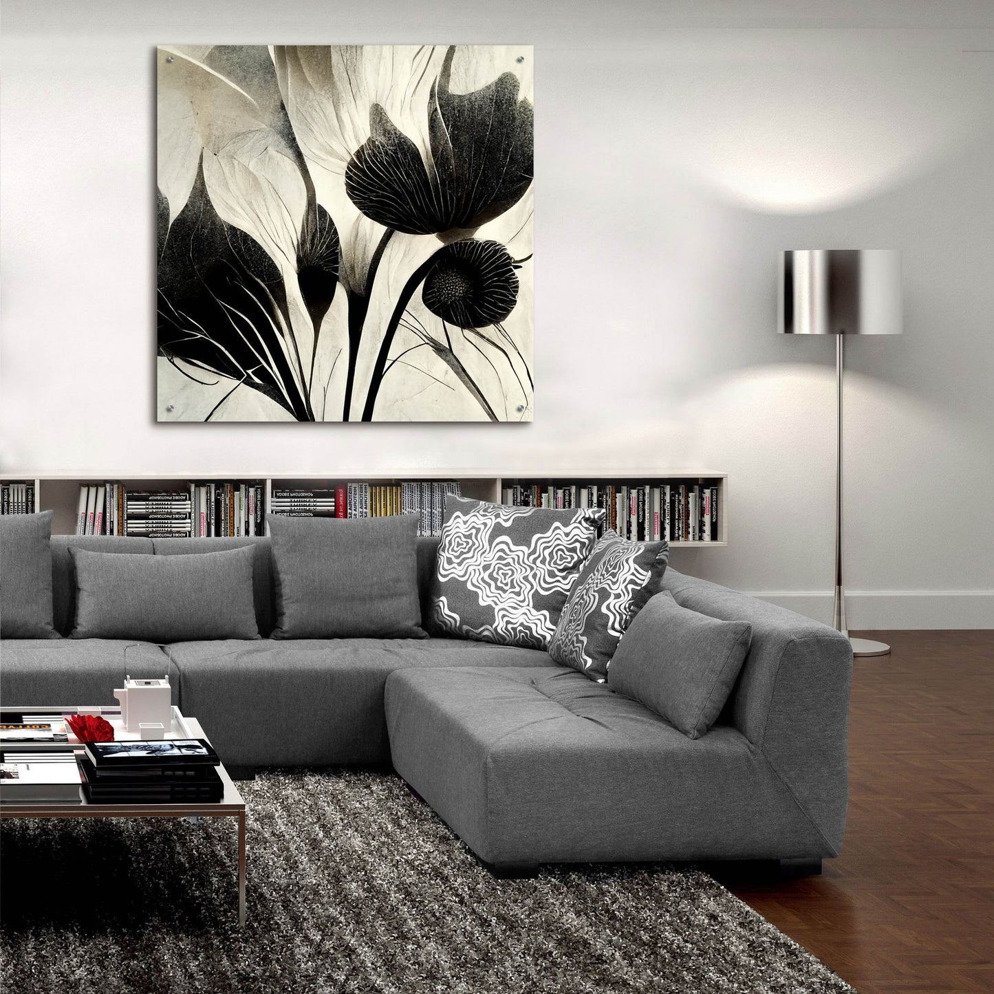 Epic Art 'Flowers Black White 31' by Ray Heere, Acrylic Glass Wall Art,36x36