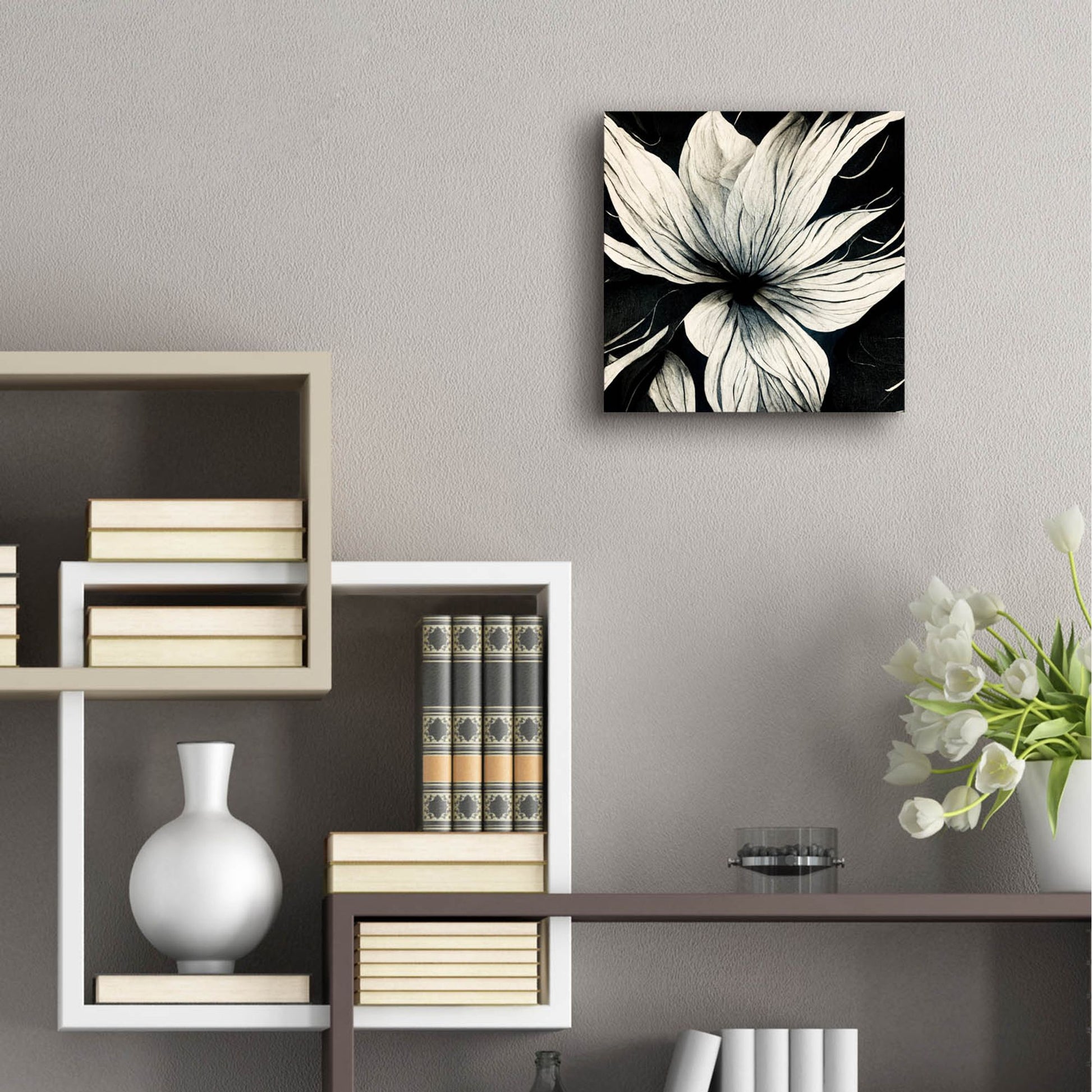 Epic Art 'Flowers Black White 32' by Ray Heere, Acrylic Glass Wall Art,12x12