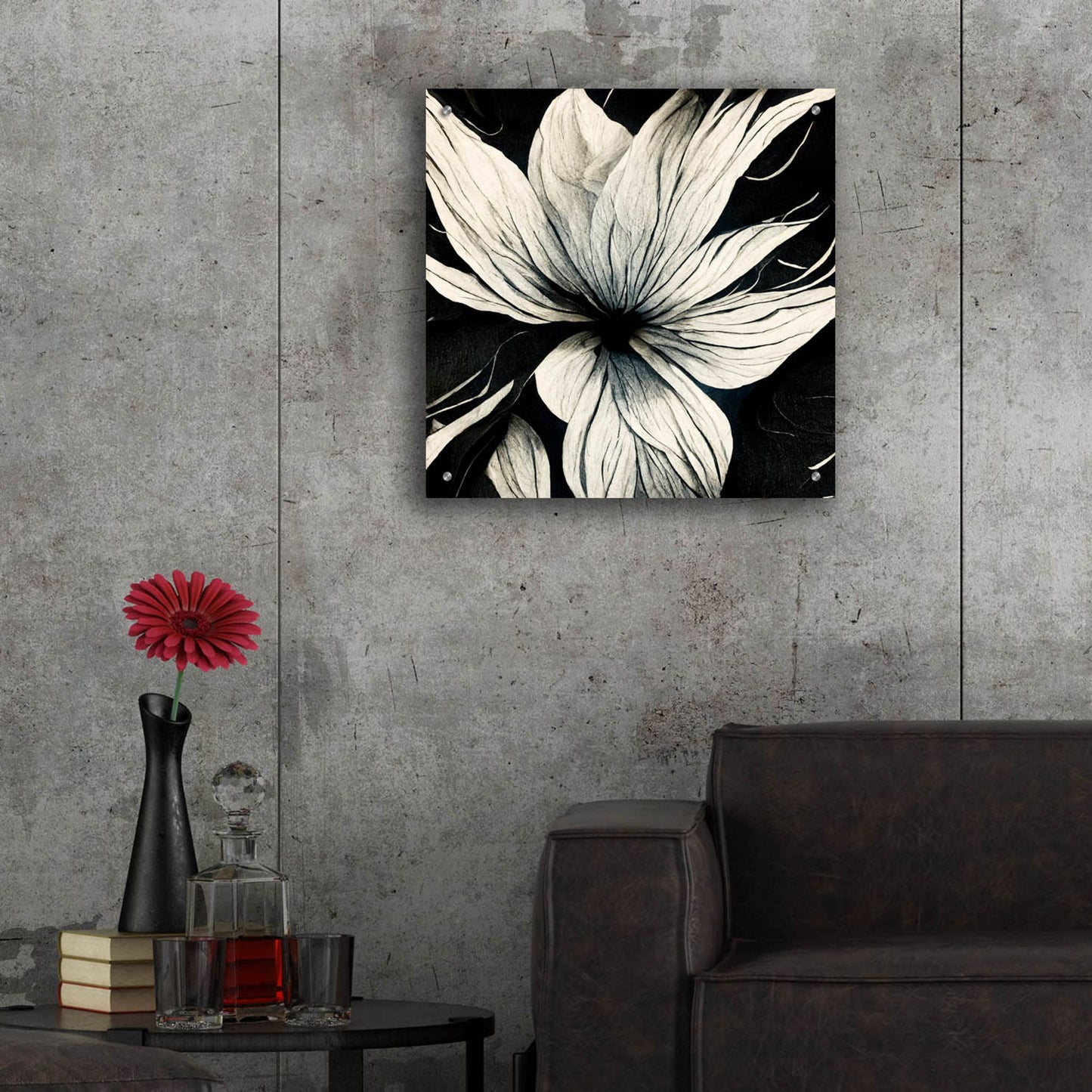 Epic Art 'Flowers Black White 32' by Ray Heere, Acrylic Glass Wall Art,24x24