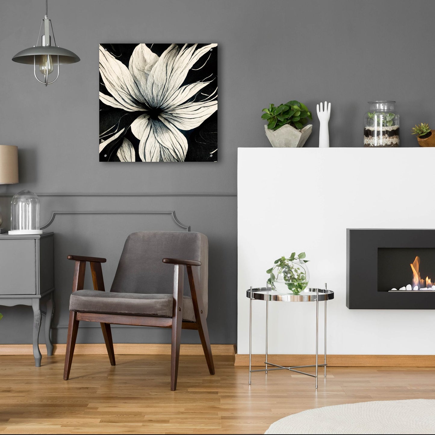 Epic Art 'Flowers Black White 32' by Ray Heere, Acrylic Glass Wall Art,24x24