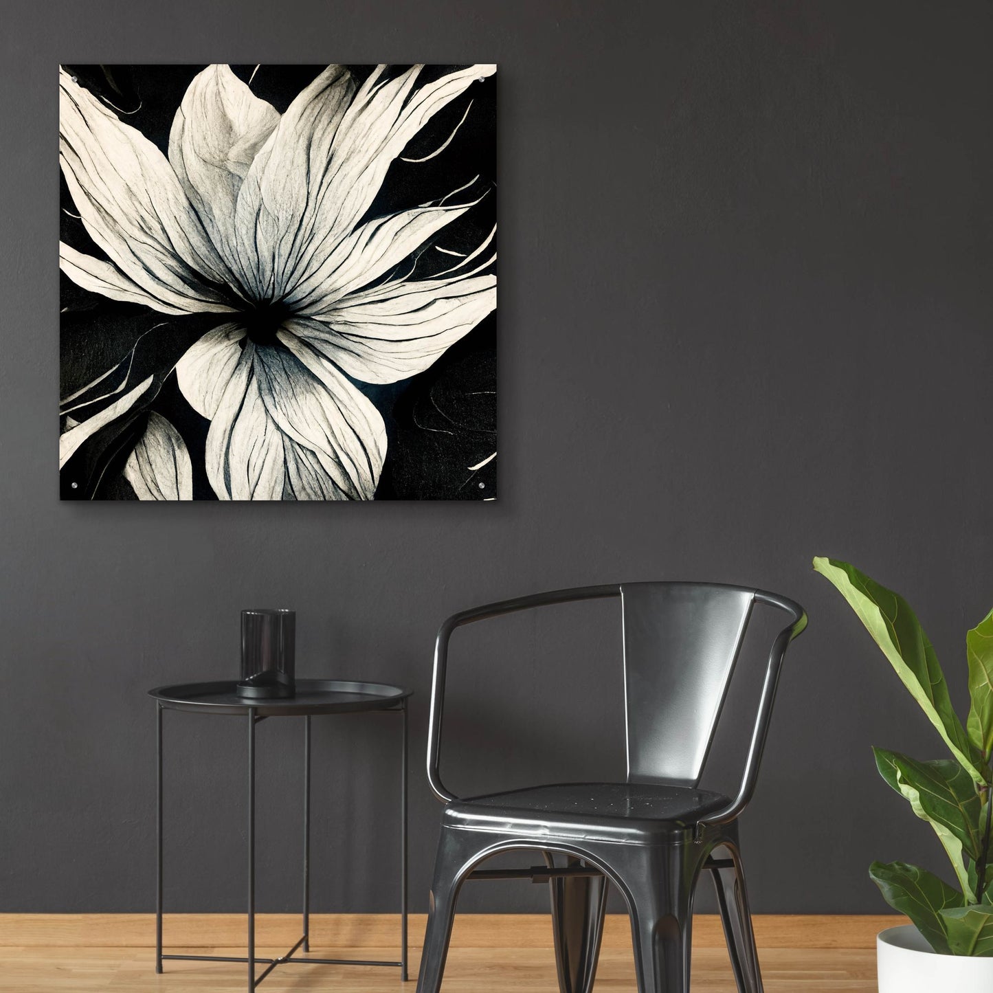 Epic Art 'Flowers Black White 32' by Ray Heere, Acrylic Glass Wall Art,36x36