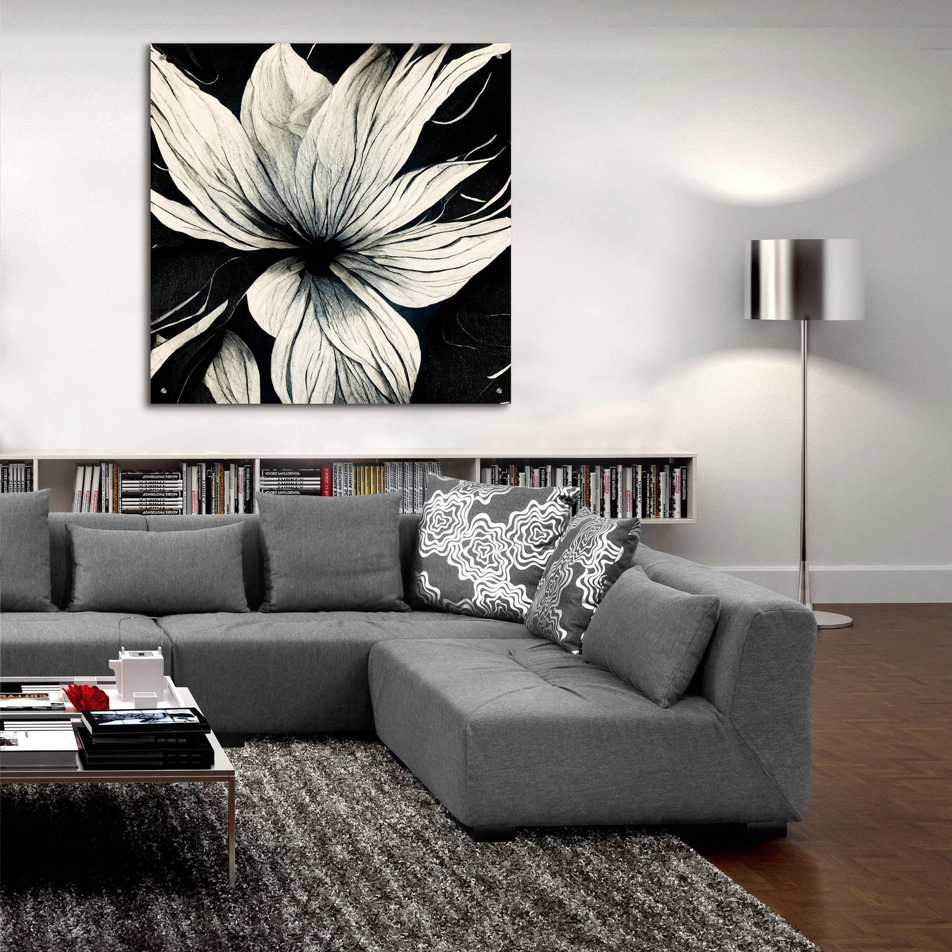 Epic Art 'Flowers Black White 32' by Ray Heere, Acrylic Glass Wall Art,36x36