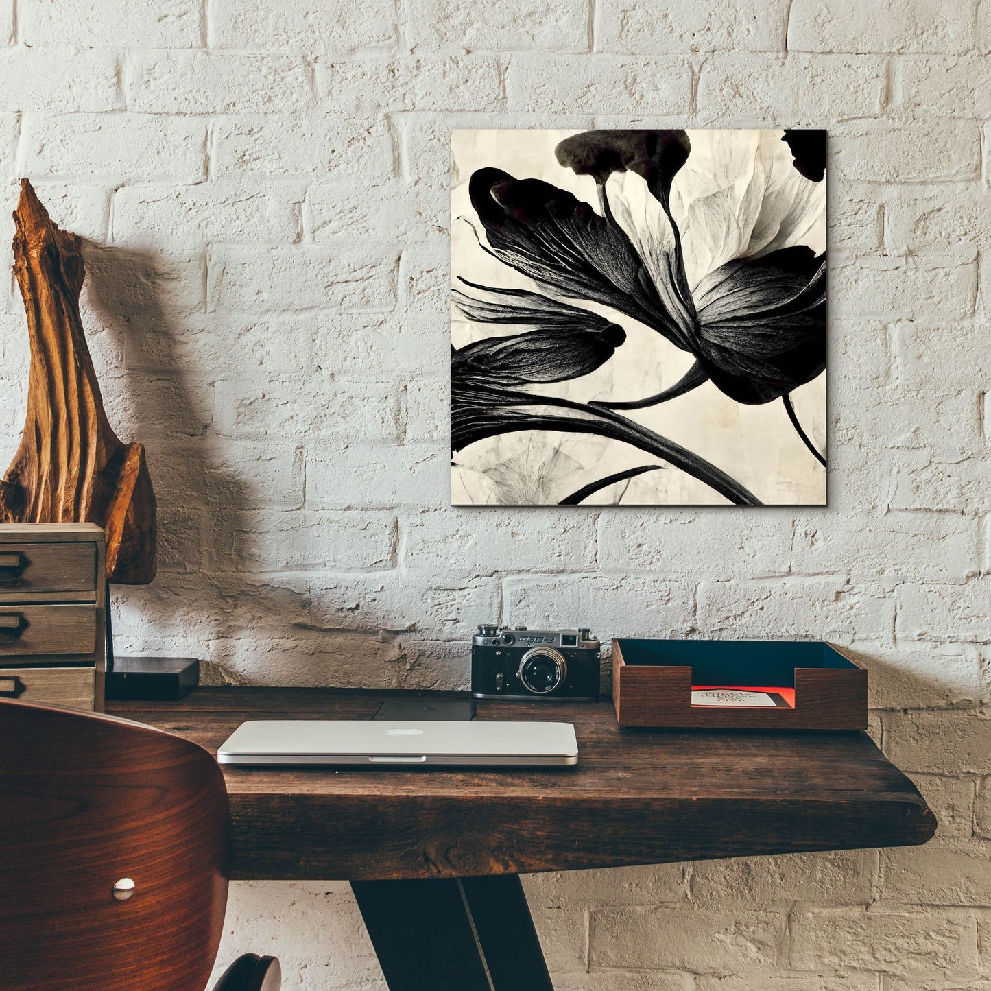 Epic Art 'Flowers Black White 33' by Ray Heere, Acrylic Glass Wall Art,12x12