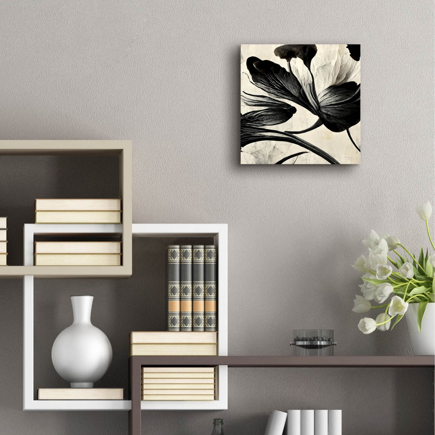 Epic Art 'Flowers Black White 33' by Ray Heere, Acrylic Glass Wall Art,12x12