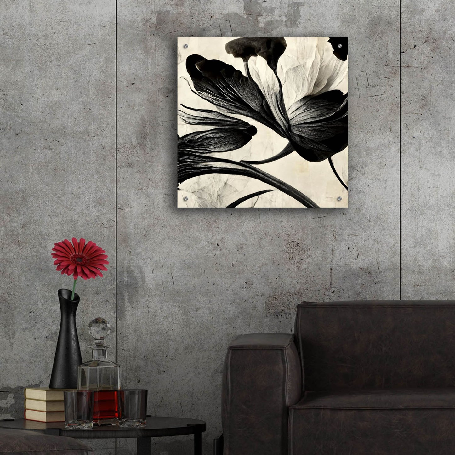 Epic Art 'Flowers Black White 33' by Ray Heere, Acrylic Glass Wall Art,24x24