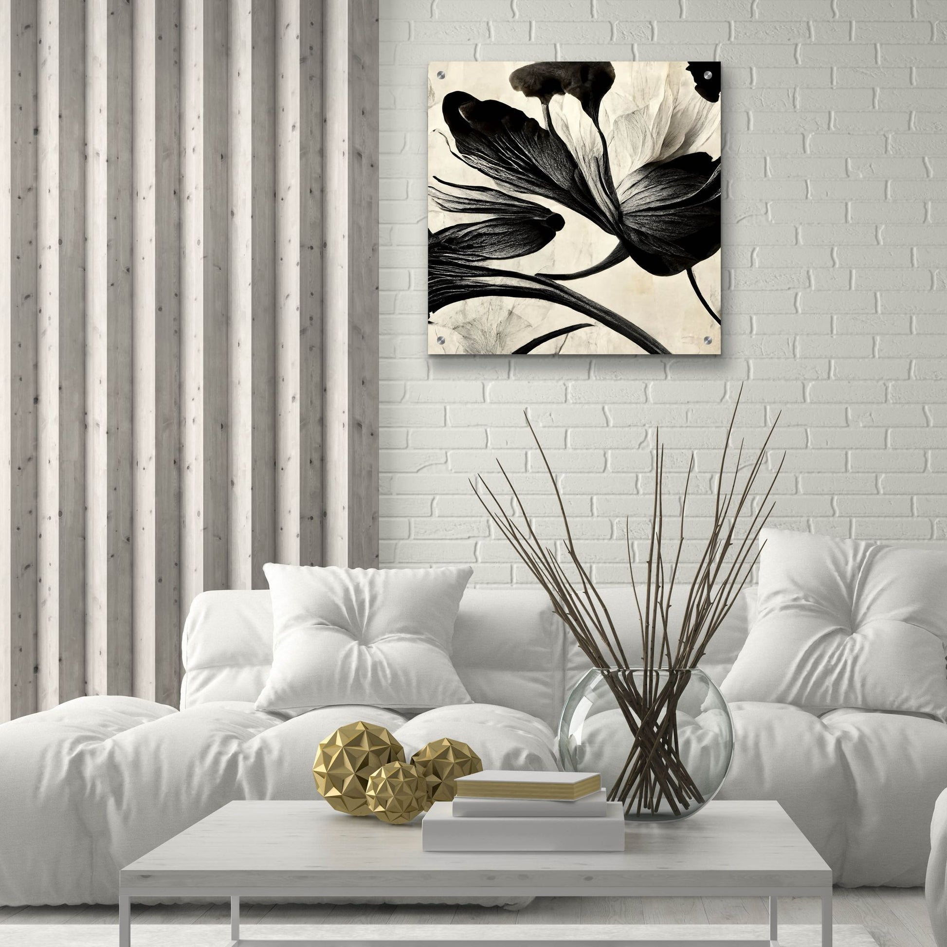 Epic Art 'Flowers Black White 33' by Ray Heere, Acrylic Glass Wall Art,24x24