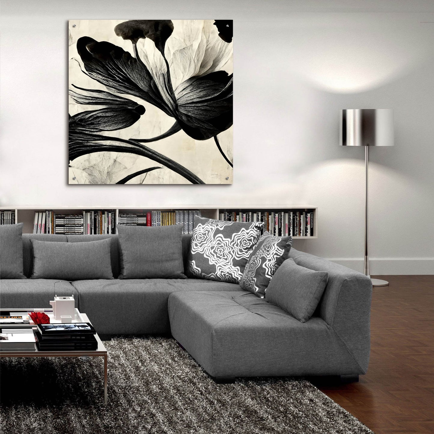 Epic Art 'Flowers Black White 33' by Ray Heere, Acrylic Glass Wall Art,36x36