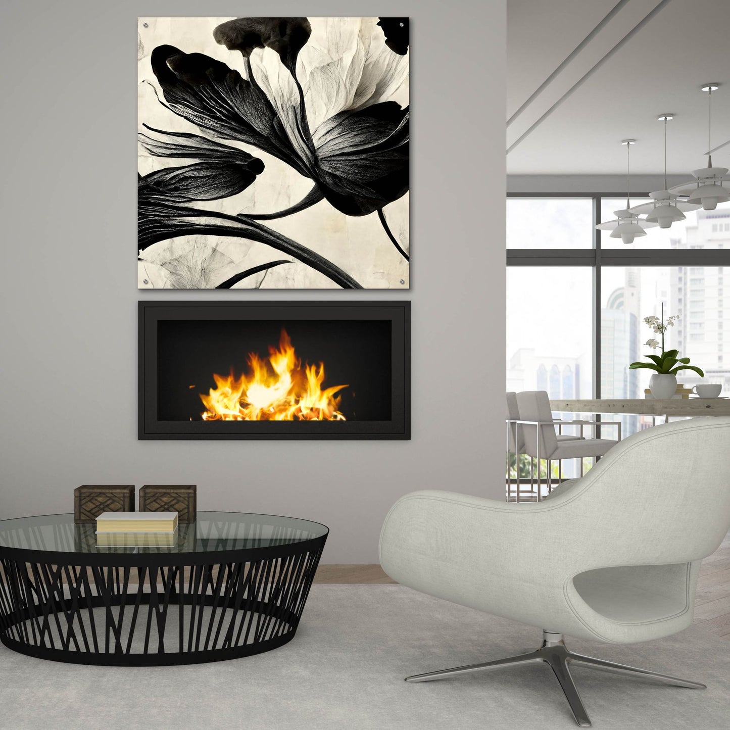 Epic Art 'Flowers Black White 33' by Ray Heere, Acrylic Glass Wall Art,36x36