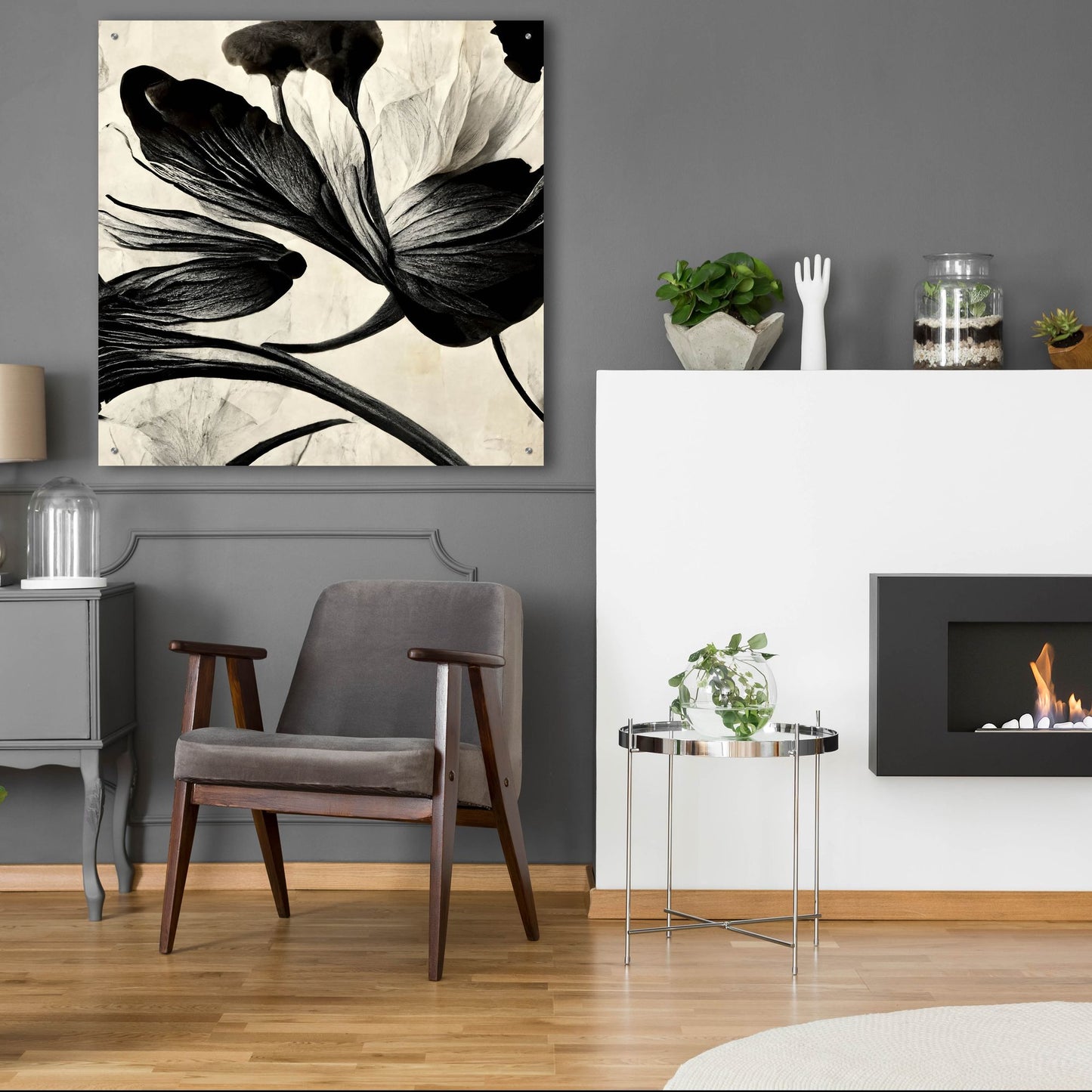 Epic Art 'Flowers Black White 33' by Ray Heere, Acrylic Glass Wall Art,36x36