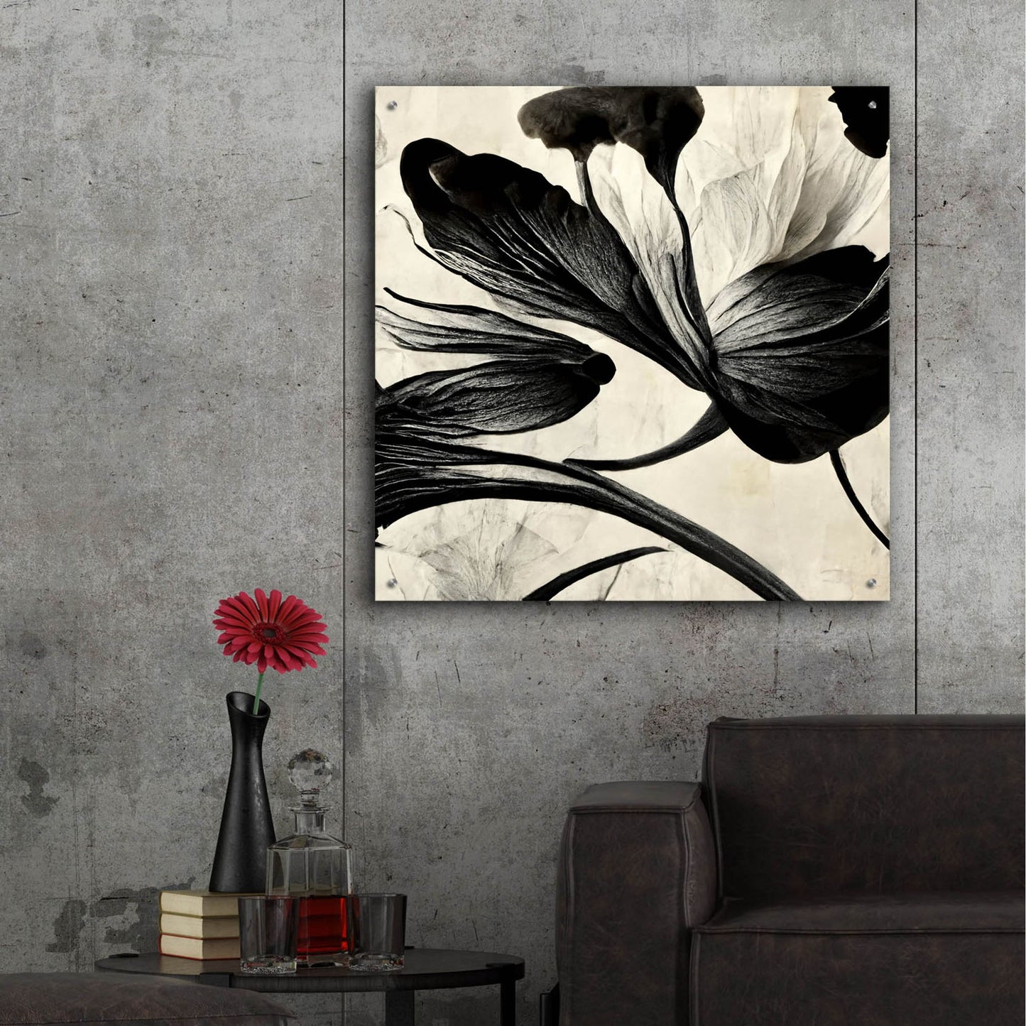 Epic Art 'Flowers Black White 33' by Ray Heere, Acrylic Glass Wall Art,36x36