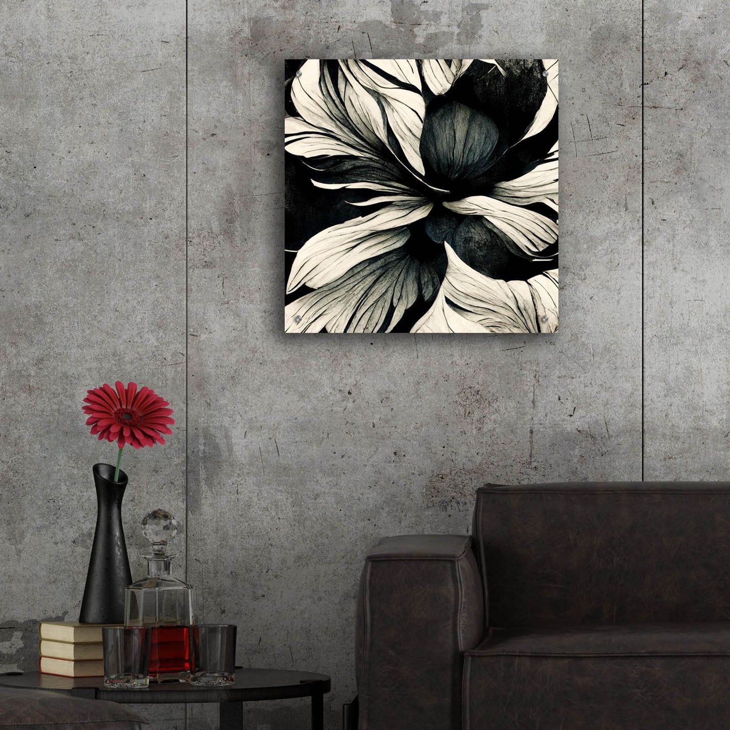 Epic Art 'Flowers Black White 34' by Ray Heere, Acrylic Glass Wall Art,24x24