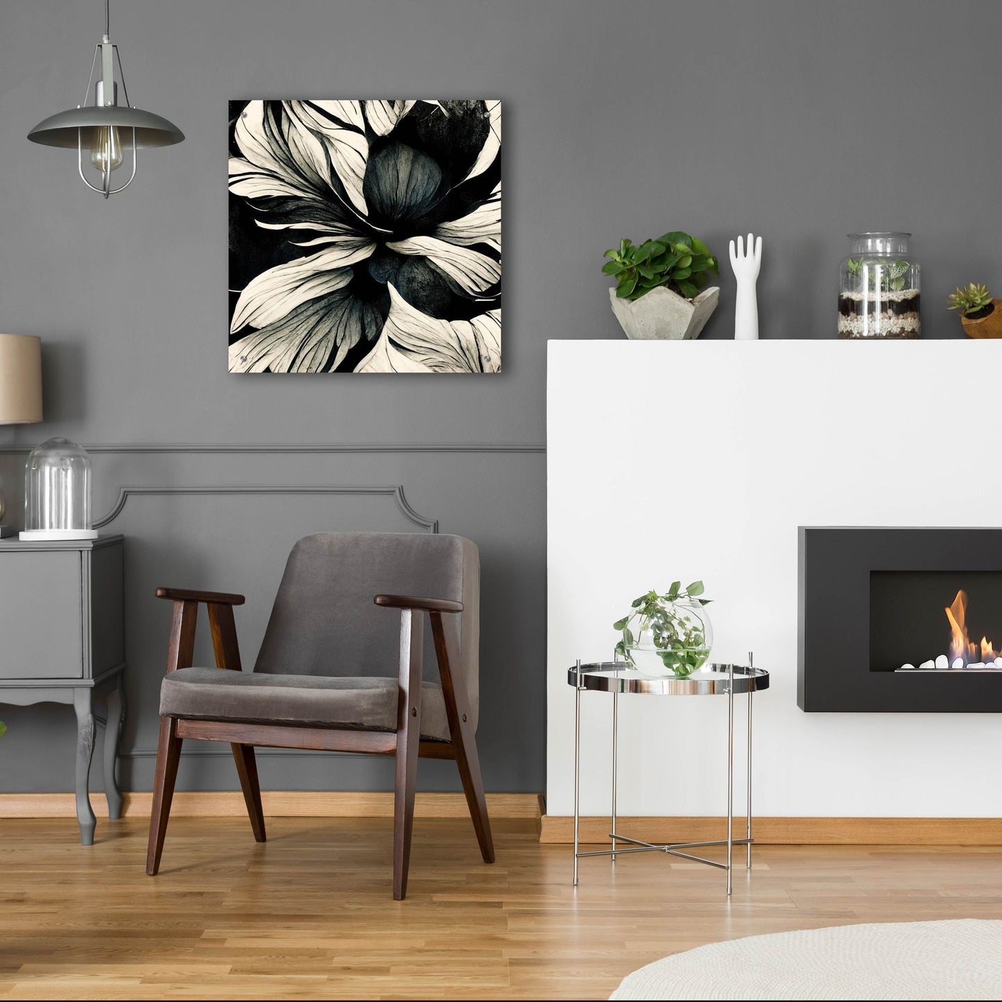 Epic Art 'Flowers Black White 34' by Ray Heere, Acrylic Glass Wall Art,24x24