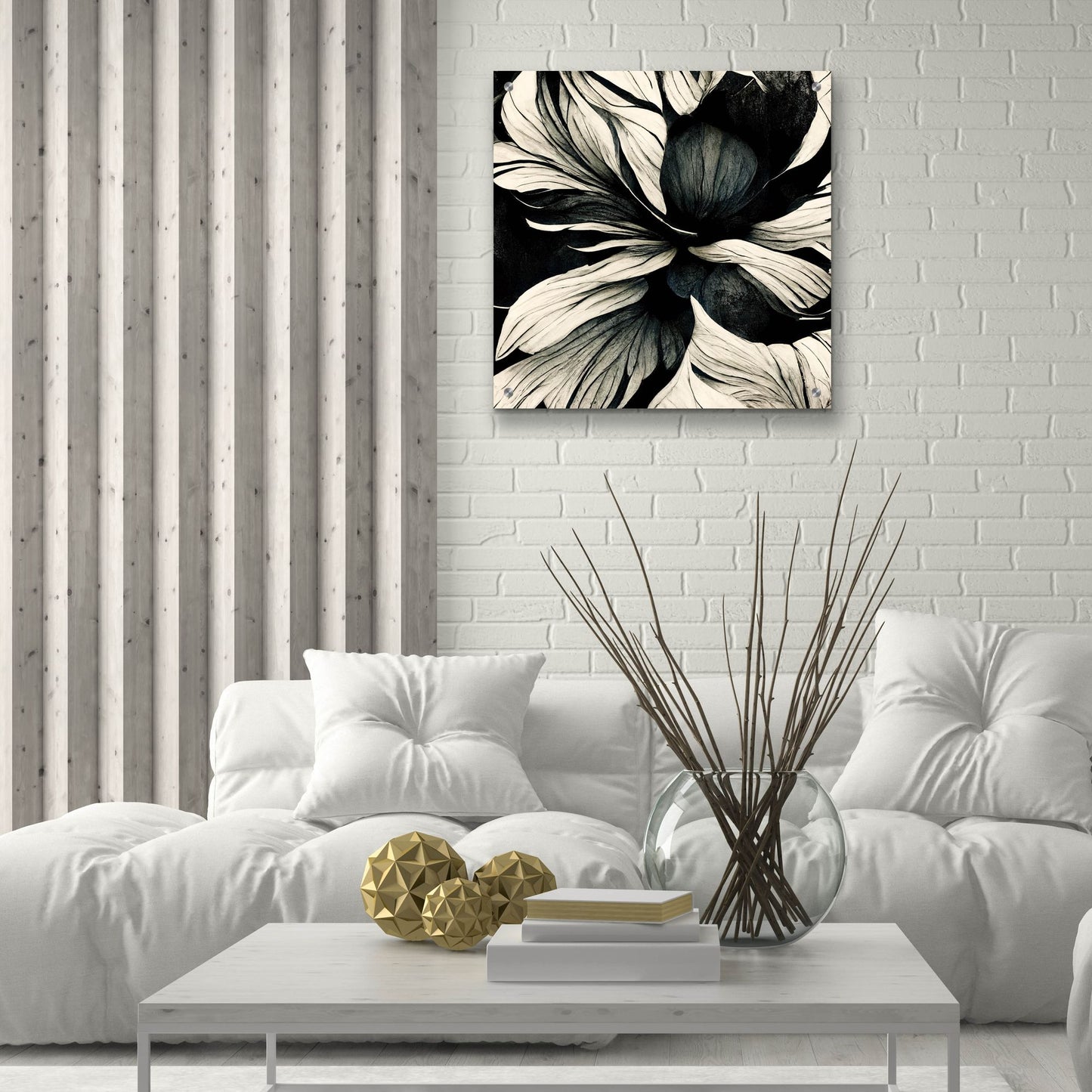 Epic Art 'Flowers Black White 34' by Ray Heere, Acrylic Glass Wall Art,24x24