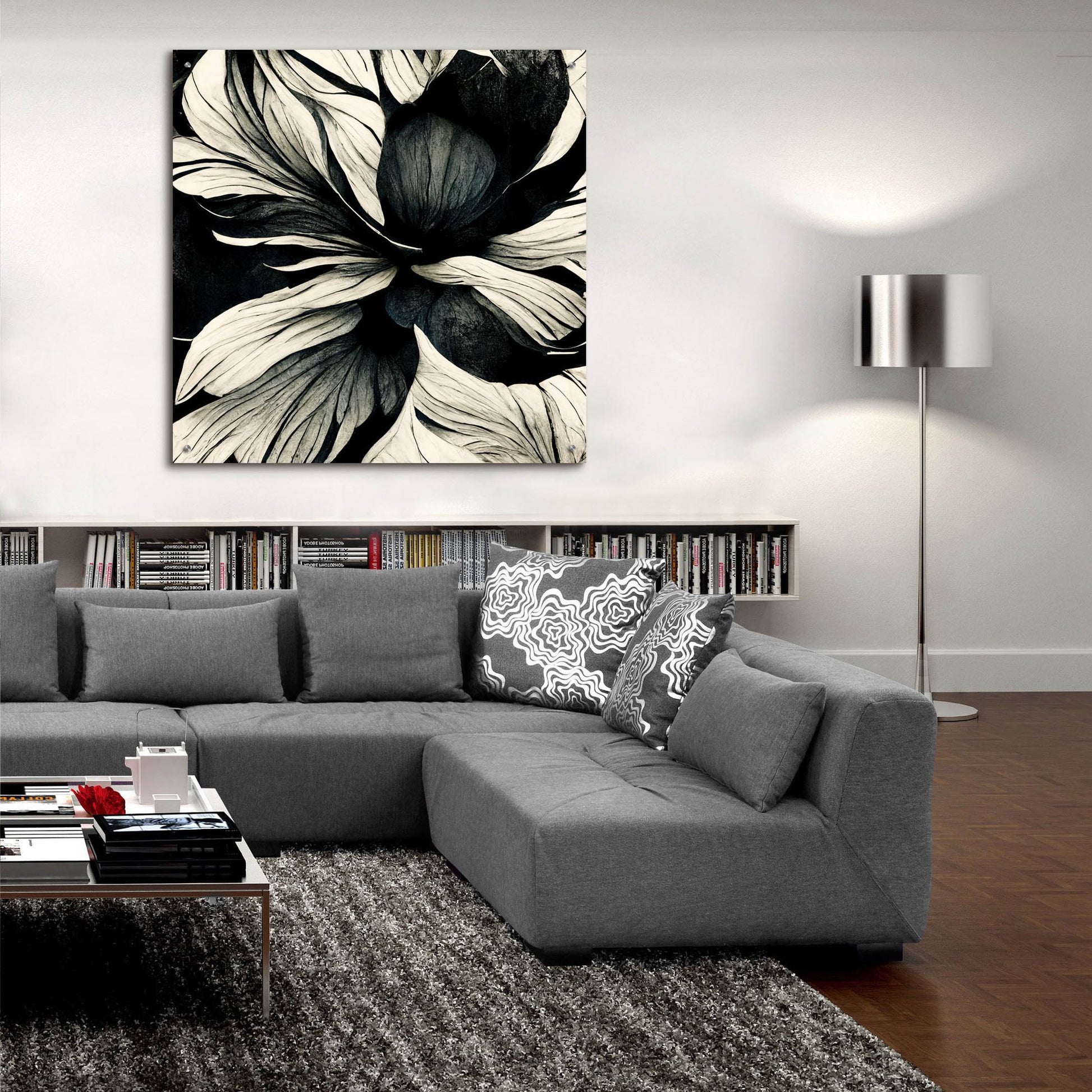 Epic Art 'Flowers Black White 34' by Ray Heere, Acrylic Glass Wall Art,36x36