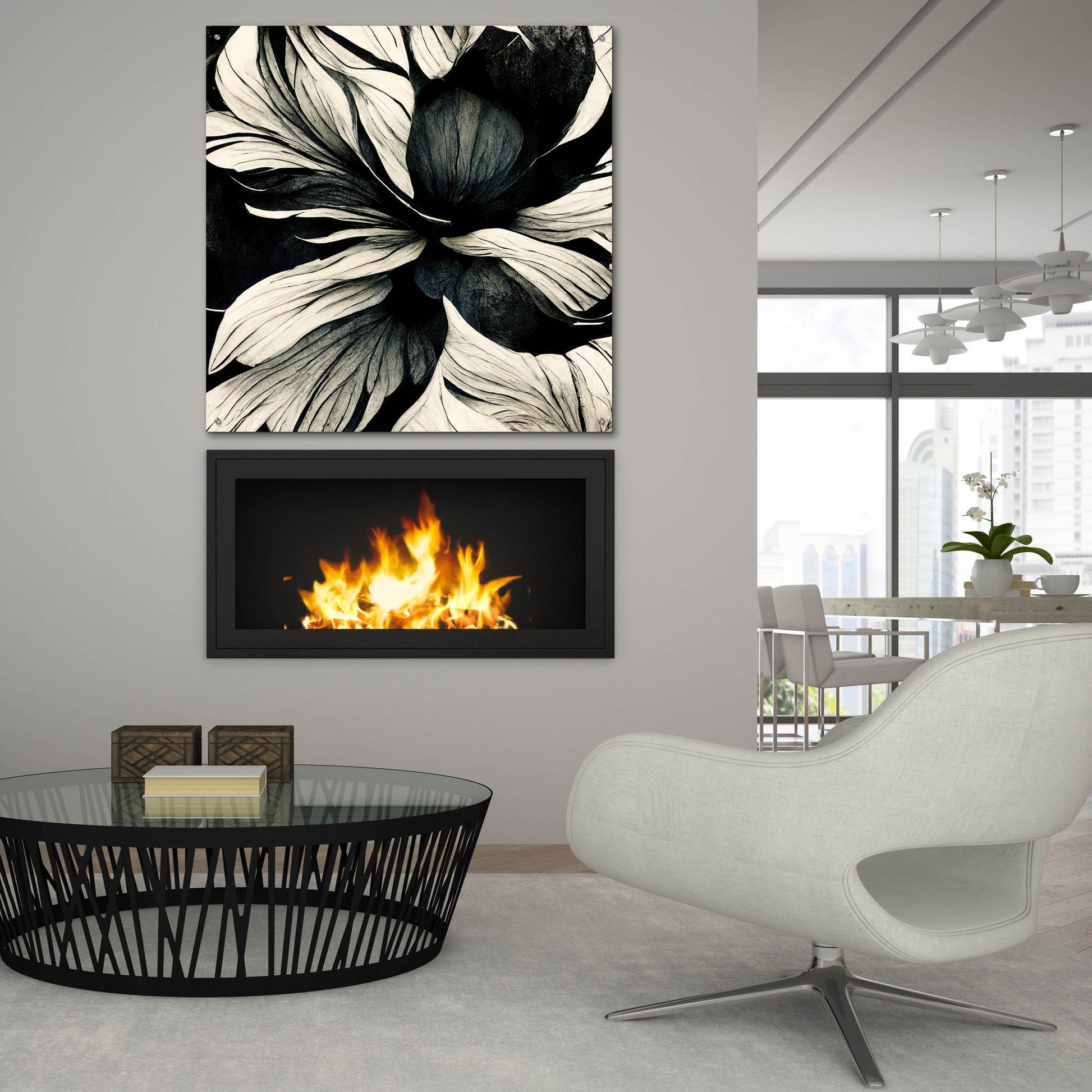 Epic Art 'Flowers Black White 34' by Ray Heere, Acrylic Glass Wall Art,36x36