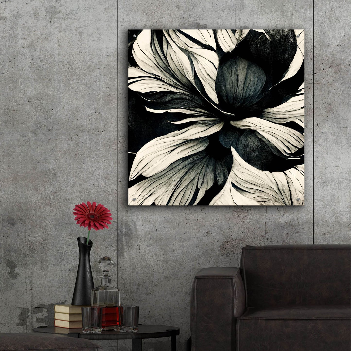 Epic Art 'Flowers Black White 34' by Ray Heere, Acrylic Glass Wall Art,36x36