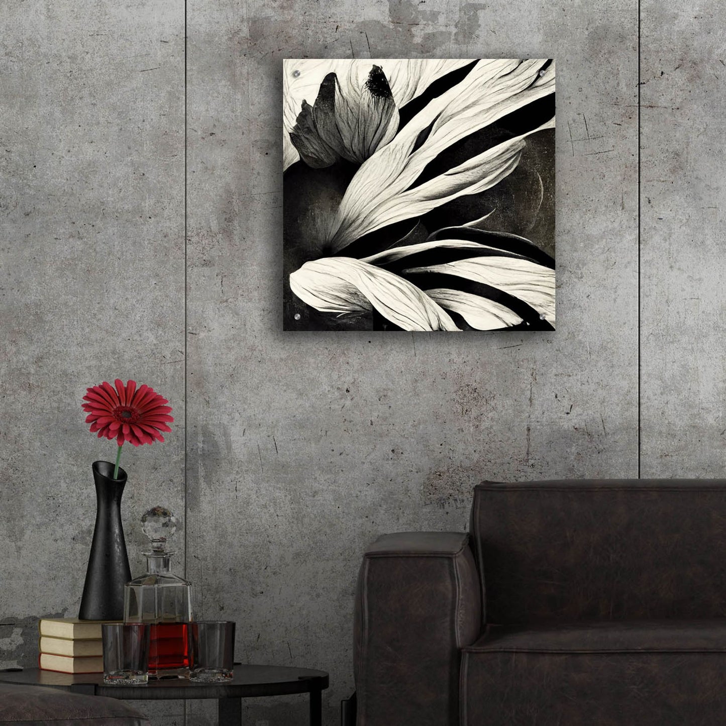 Epic Art 'Flowers Black White 35' by Ray Heere, Acrylic Glass Wall Art,24x24