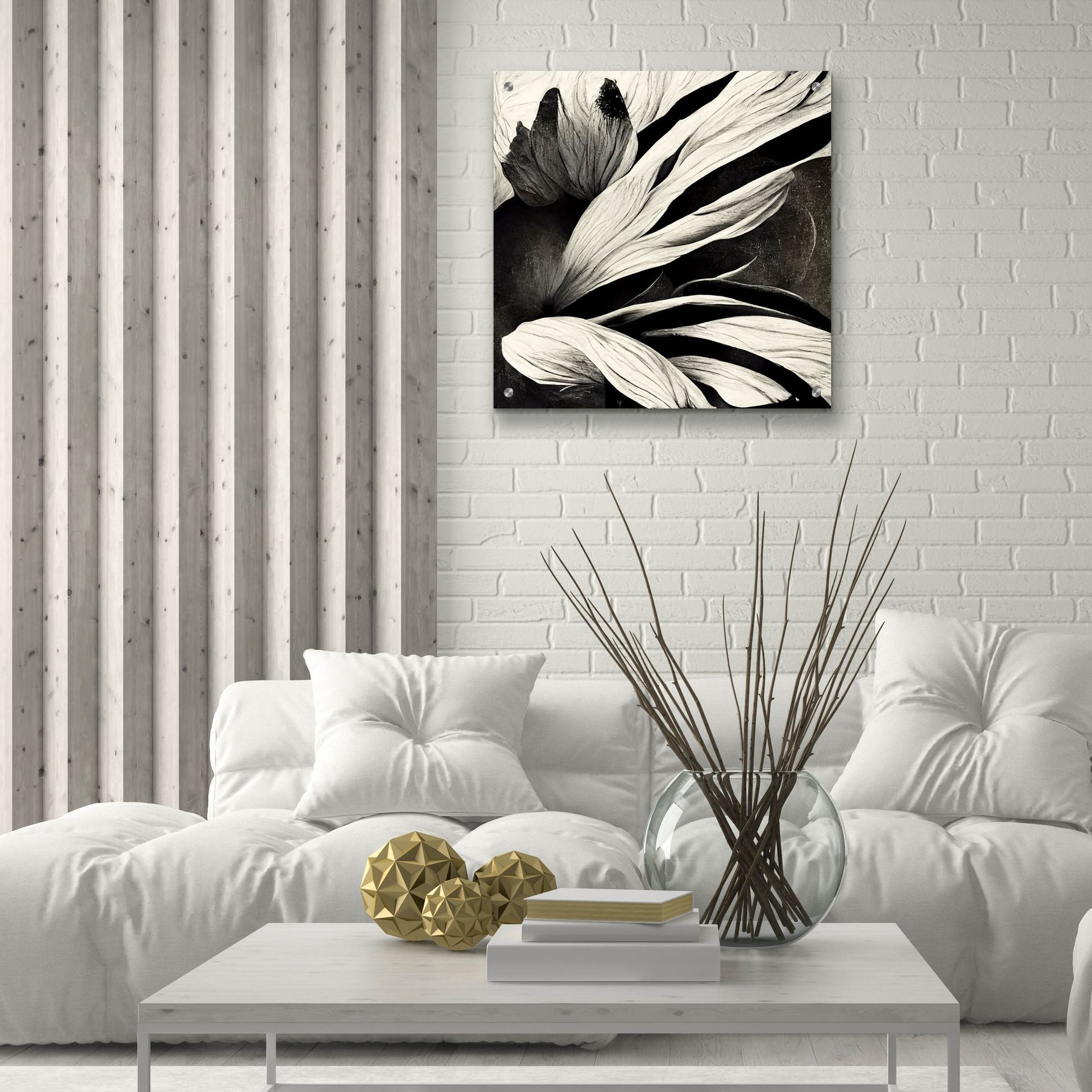 Epic Art 'Flowers Black White 35' by Ray Heere, Acrylic Glass Wall Art,24x24