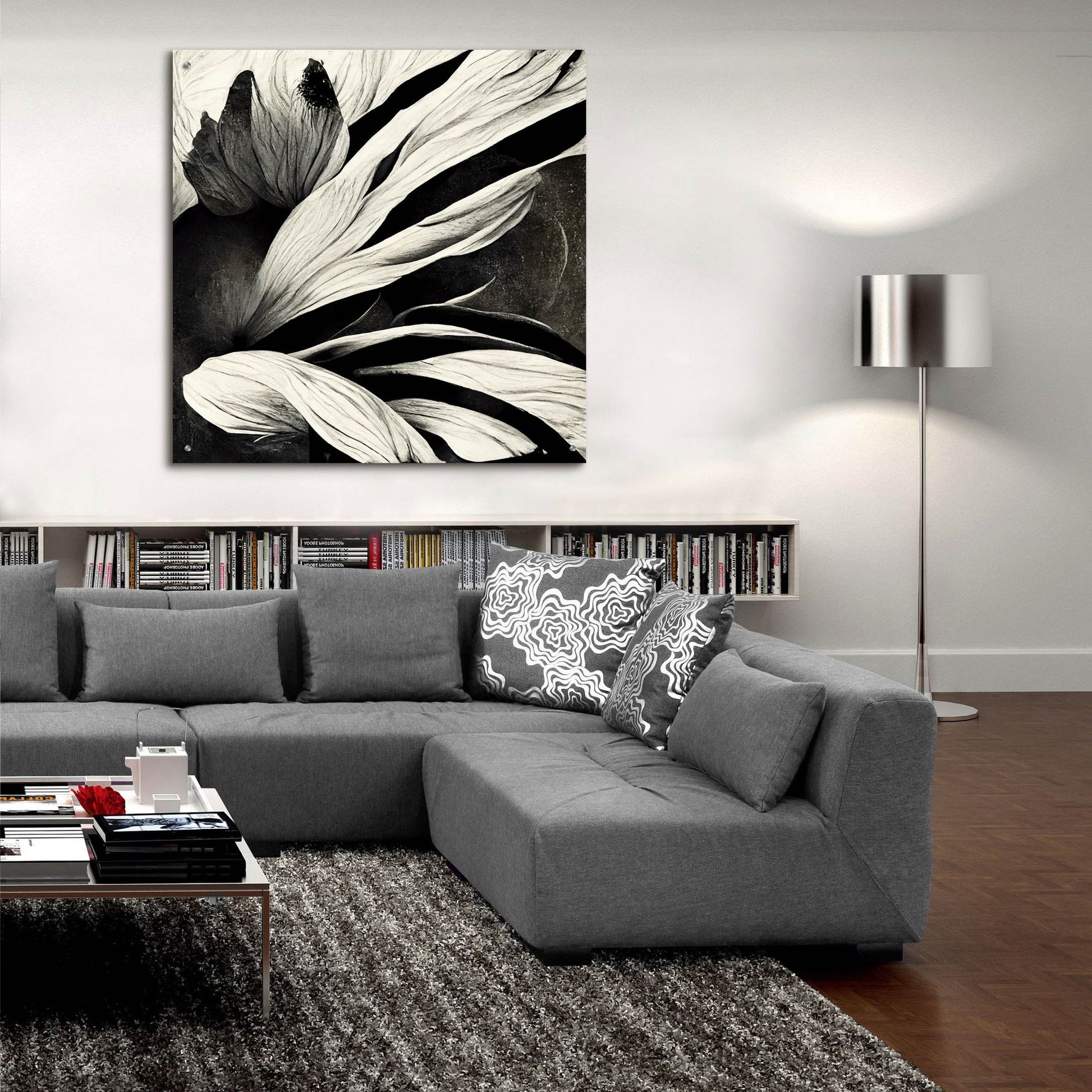 Epic Art 'Flowers Black White 35' by Ray Heere, Acrylic Glass Wall Art,36x36