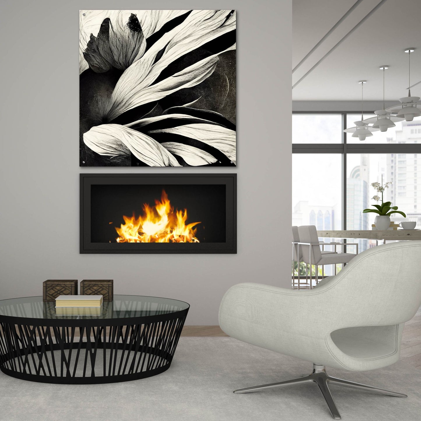 Epic Art 'Flowers Black White 35' by Ray Heere, Acrylic Glass Wall Art,36x36