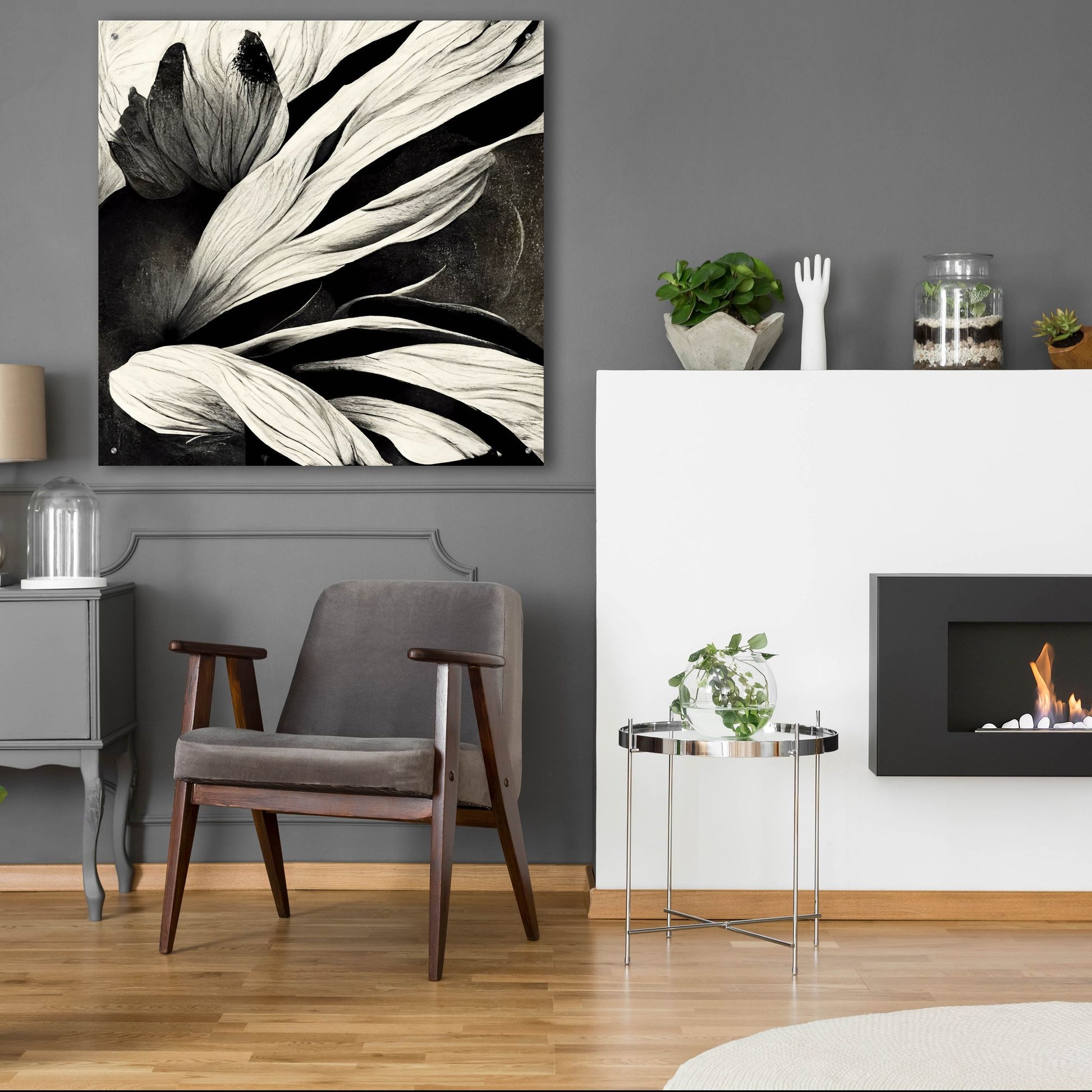 Epic Art 'Flowers Black White 35' by Ray Heere, Acrylic Glass Wall Art,36x36