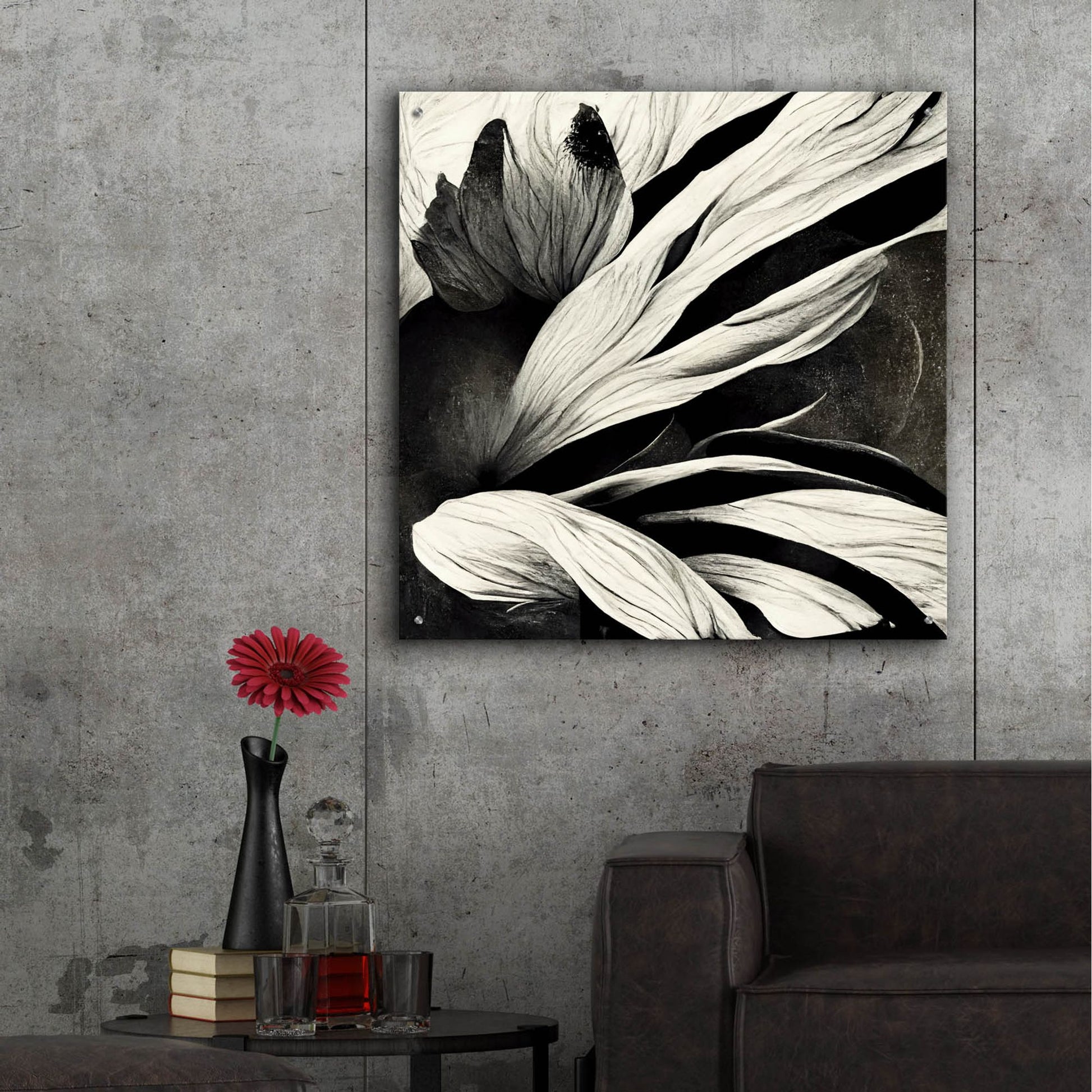 Epic Art 'Flowers Black White 35' by Ray Heere, Acrylic Glass Wall Art,36x36