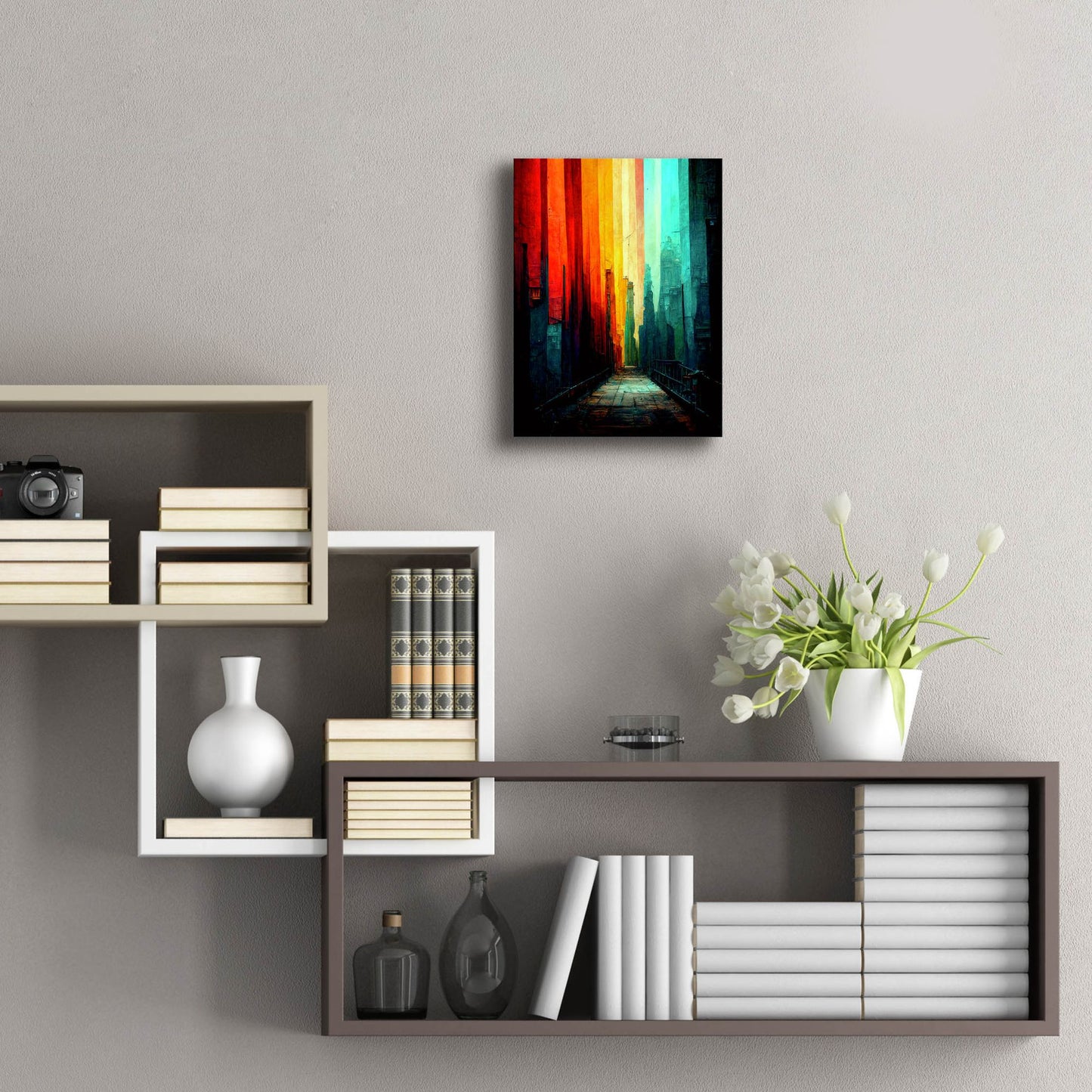 Epic Art 'Abstract City 1' by Romantz Art, Acrylic Glass Wall Art,12x16