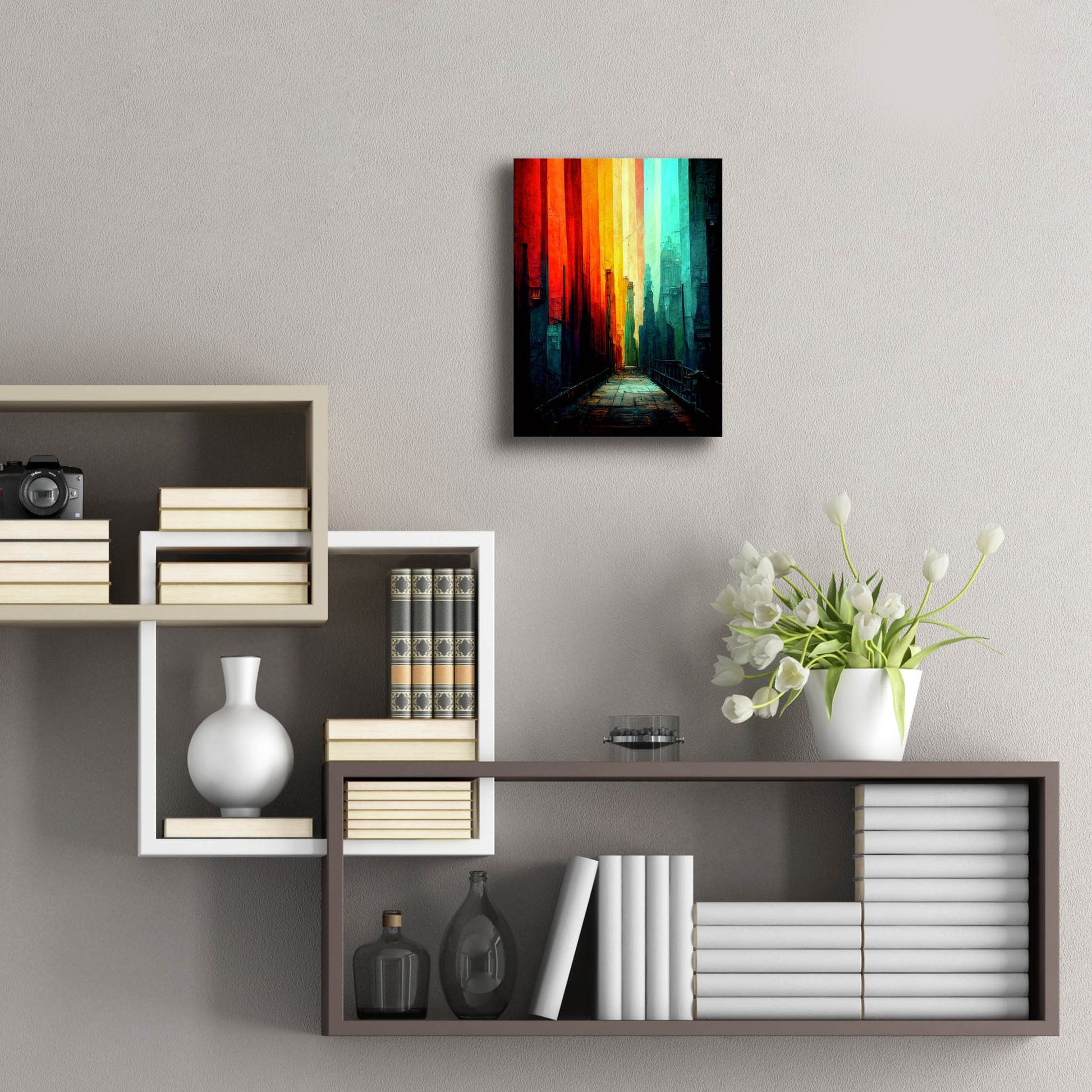 Epic Art 'Abstract City 1' by Romantz Art, Acrylic Glass Wall Art,12x16