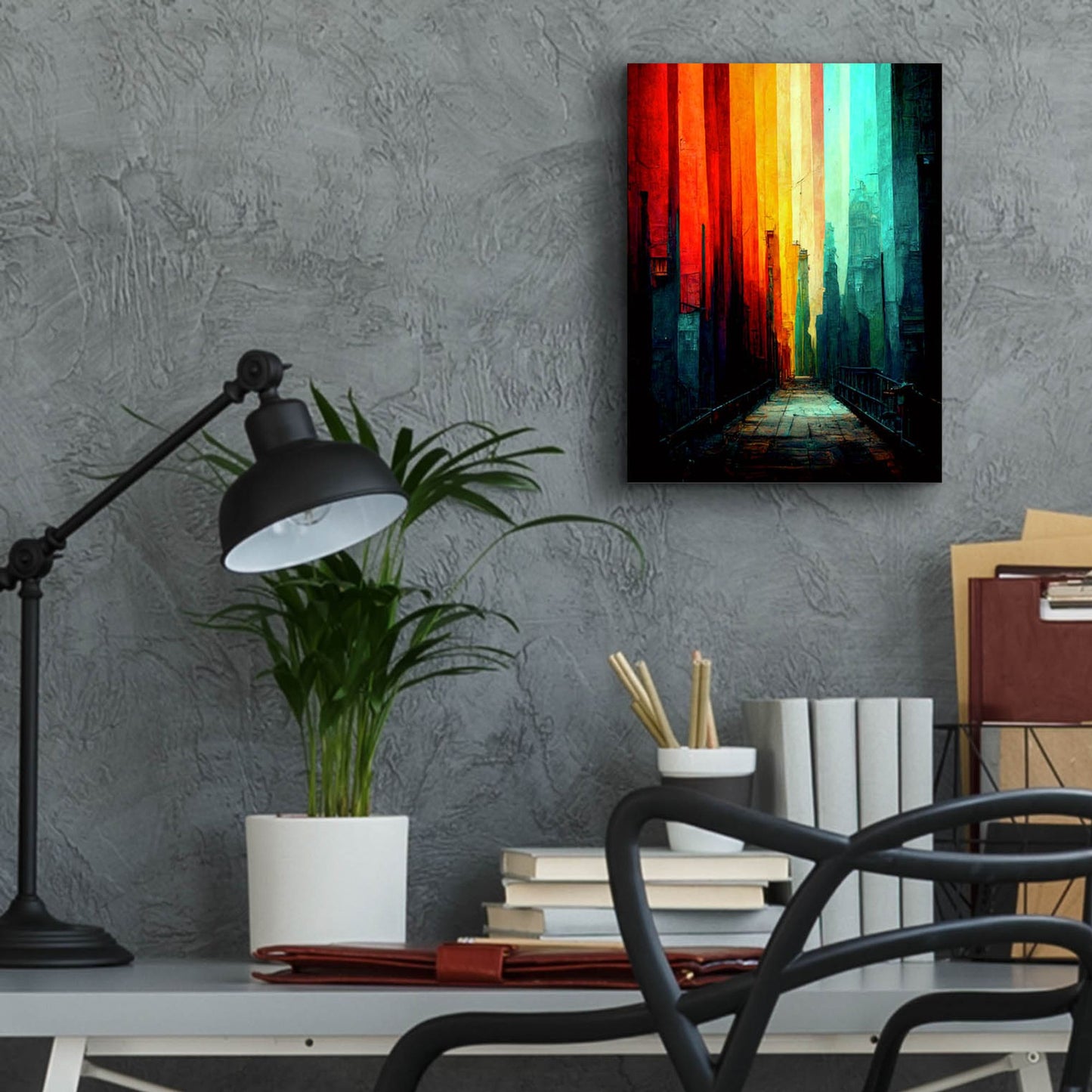Epic Art 'Abstract City 1' by Romantz Art, Acrylic Glass Wall Art,12x16