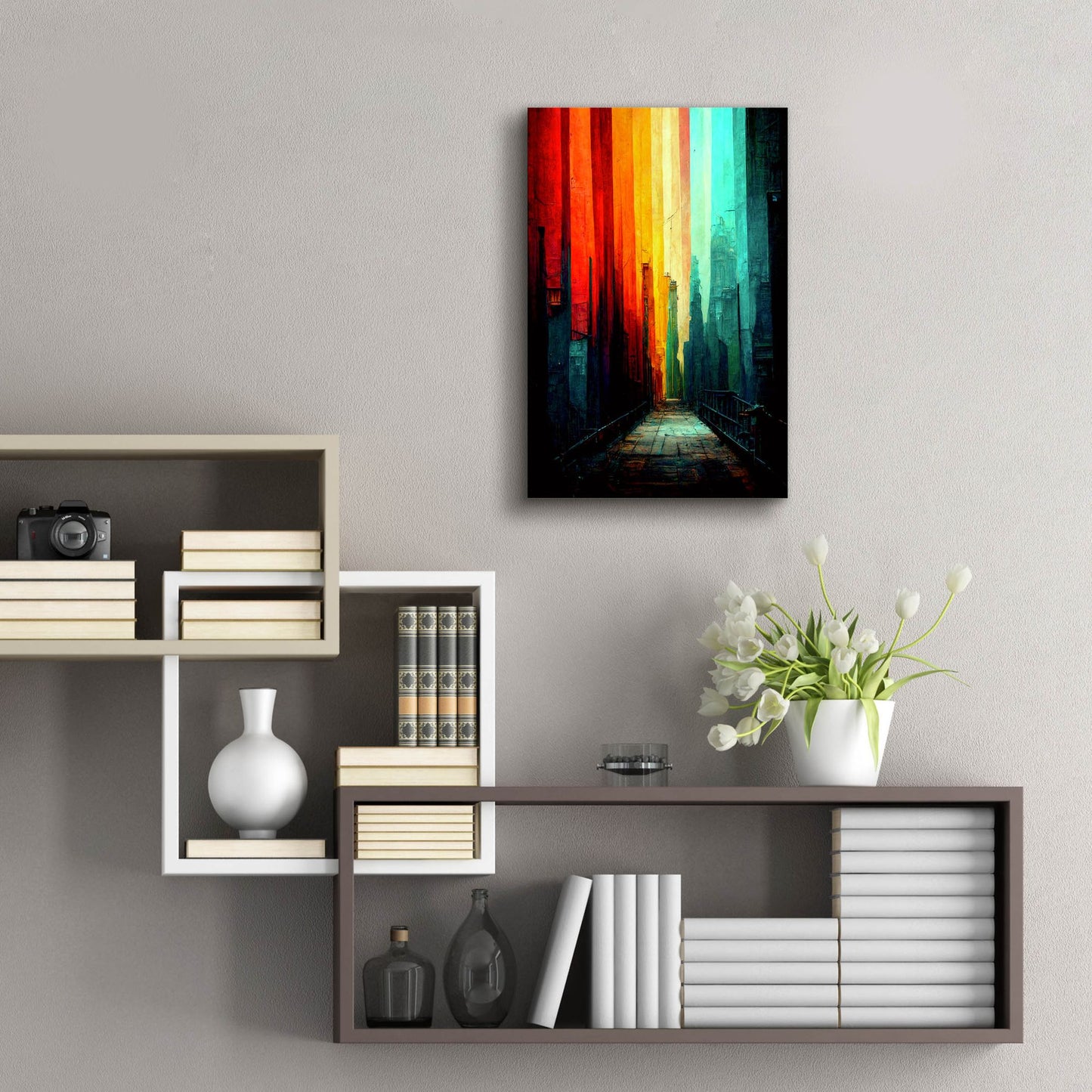 Epic Art 'Abstract City 1' by Romantz Art, Acrylic Glass Wall Art,16x24